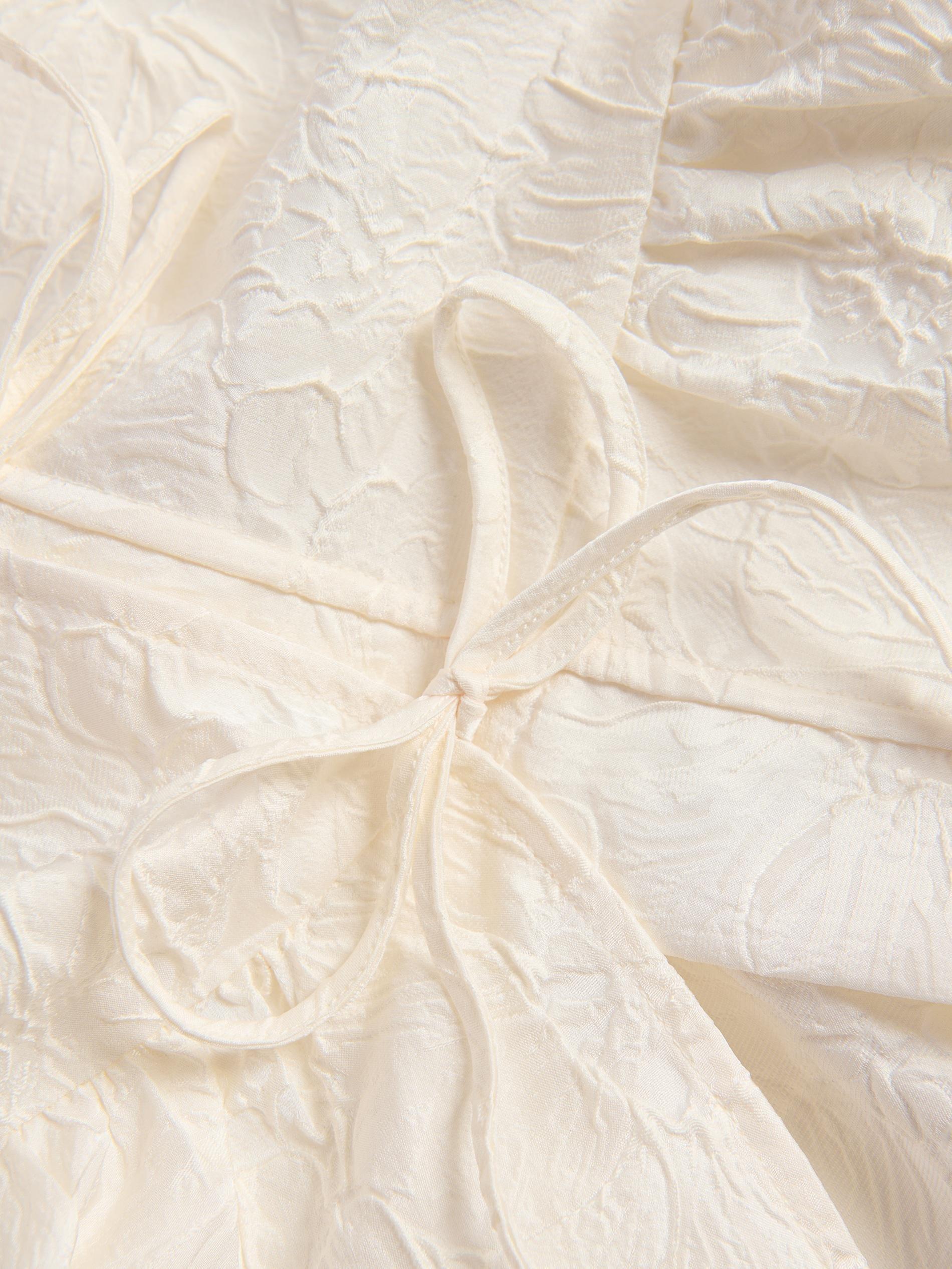 Beige Blouse With Ties, Ivory, large image number 5