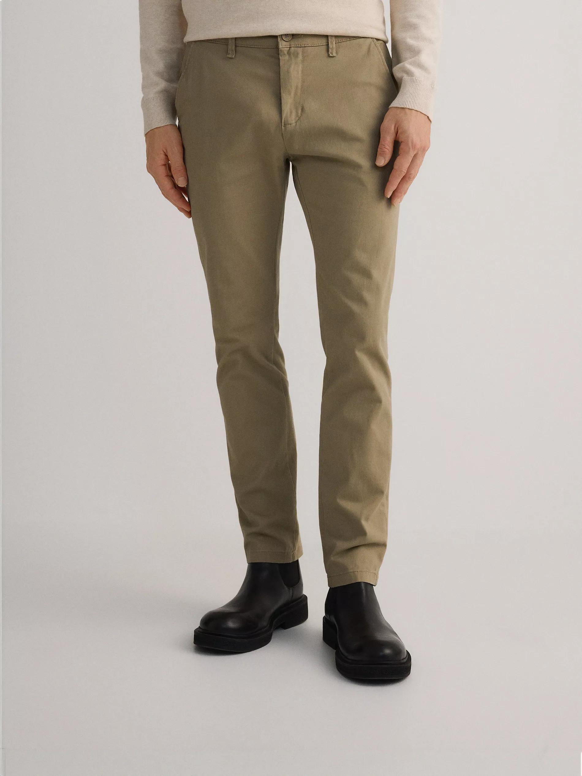 Beige Slim-Fit Chino Pants With A High Cotton Content, , large image number 0