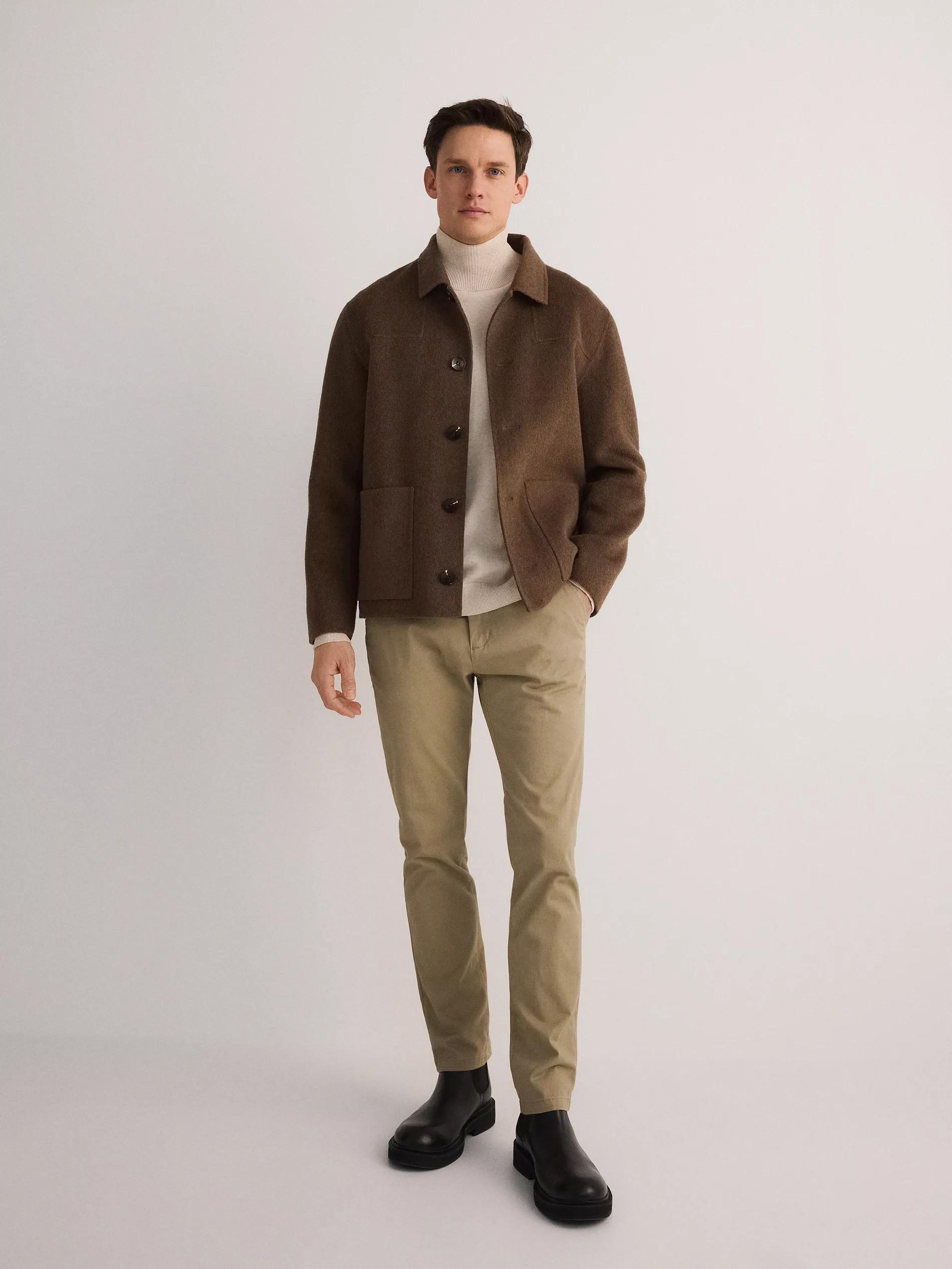 Beige Slim-Fit Chino Pants With A High Cotton Content, , large image number 1