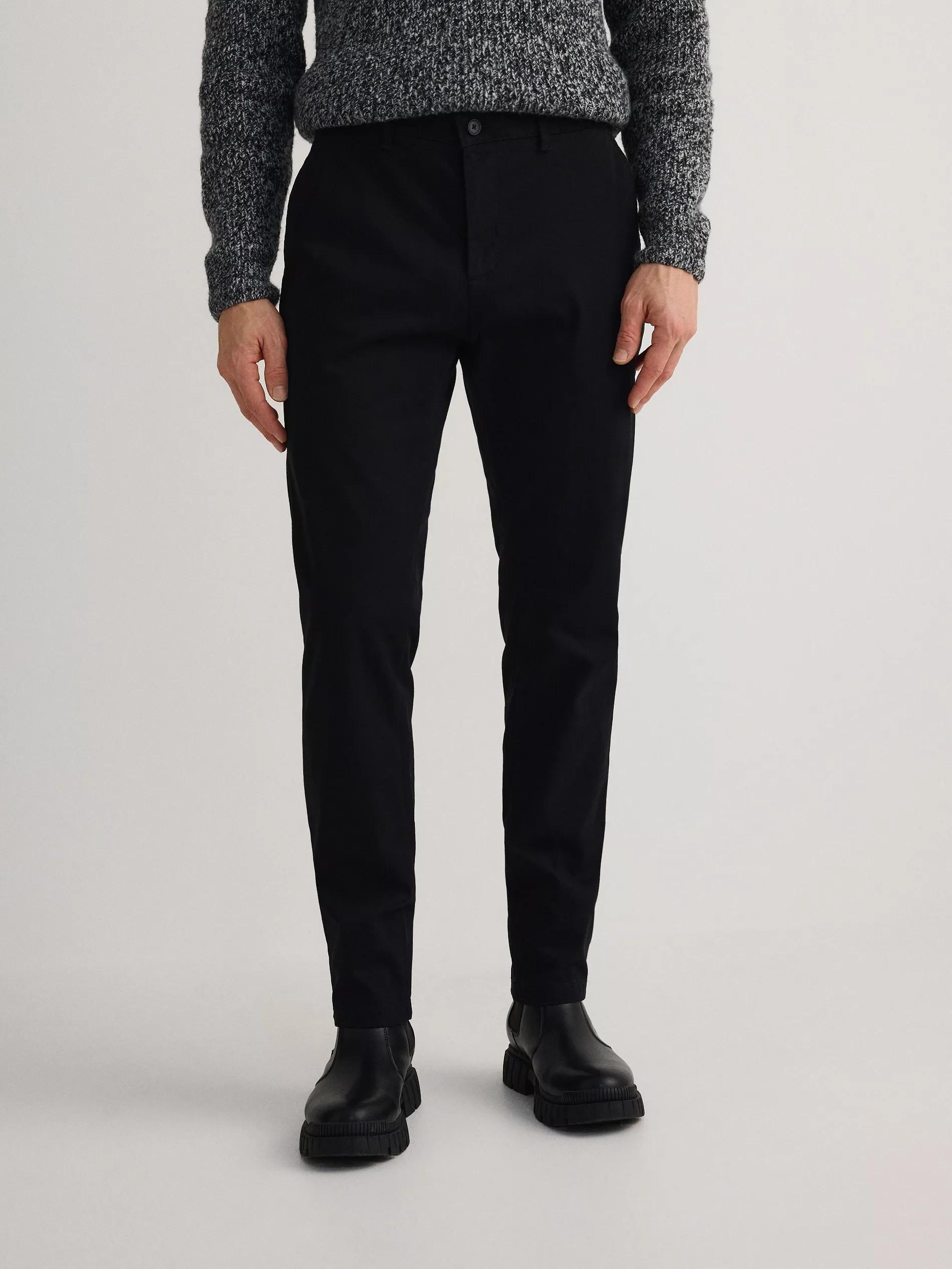 Black Chino Slim Cotton Rich Trousers, Black, large image number 0