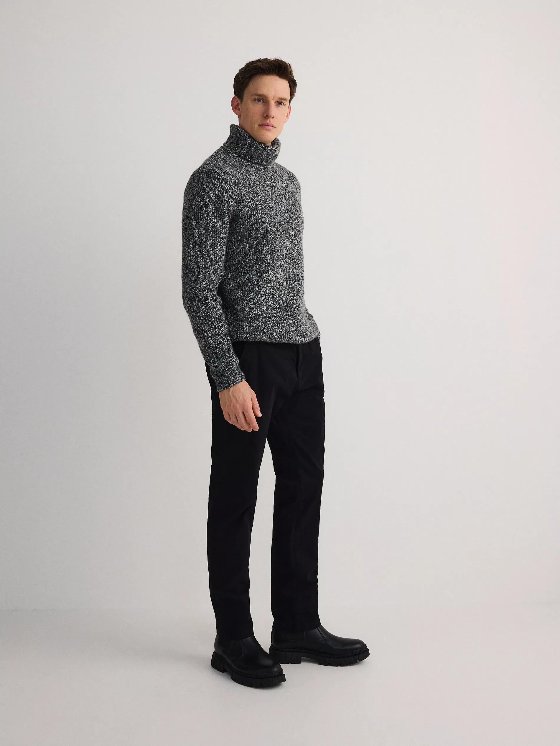 Black Chino Slim Cotton Rich Trousers, Black, large image number 2