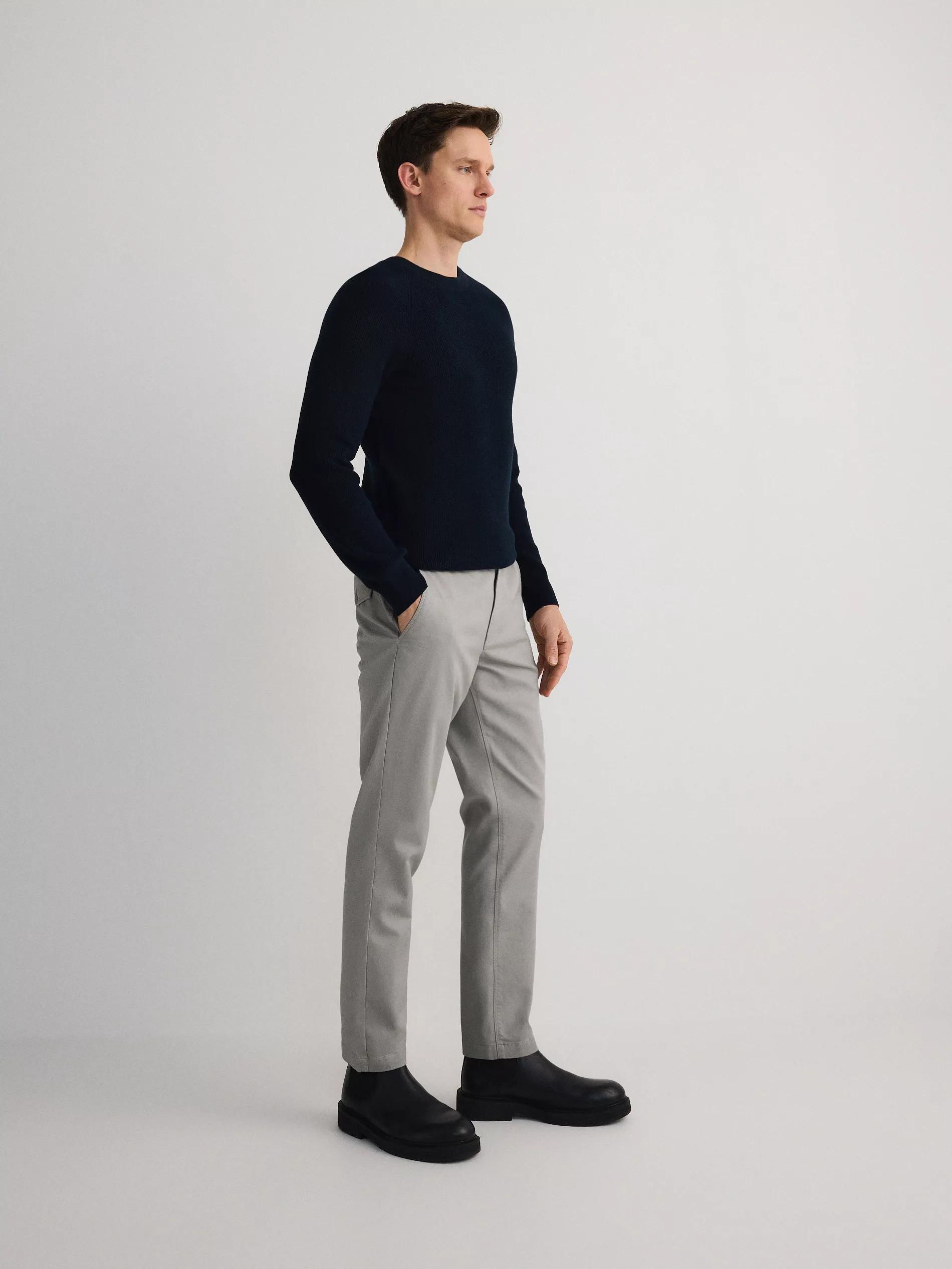 Grey Chino Slim Cotton Rich Trousers, , large image number 2