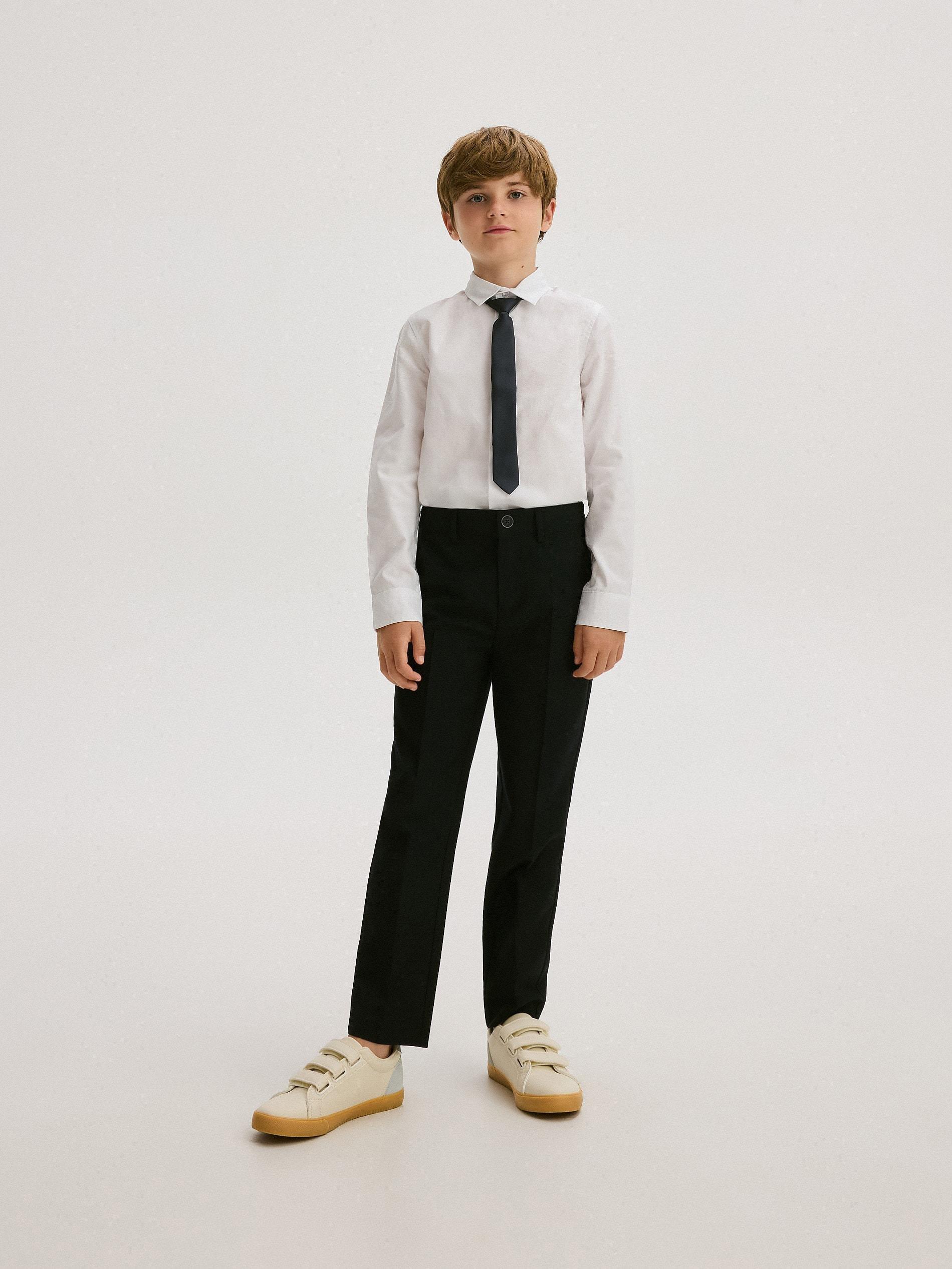 Navy Plain Trousers, Kids Boys, , large image number 1