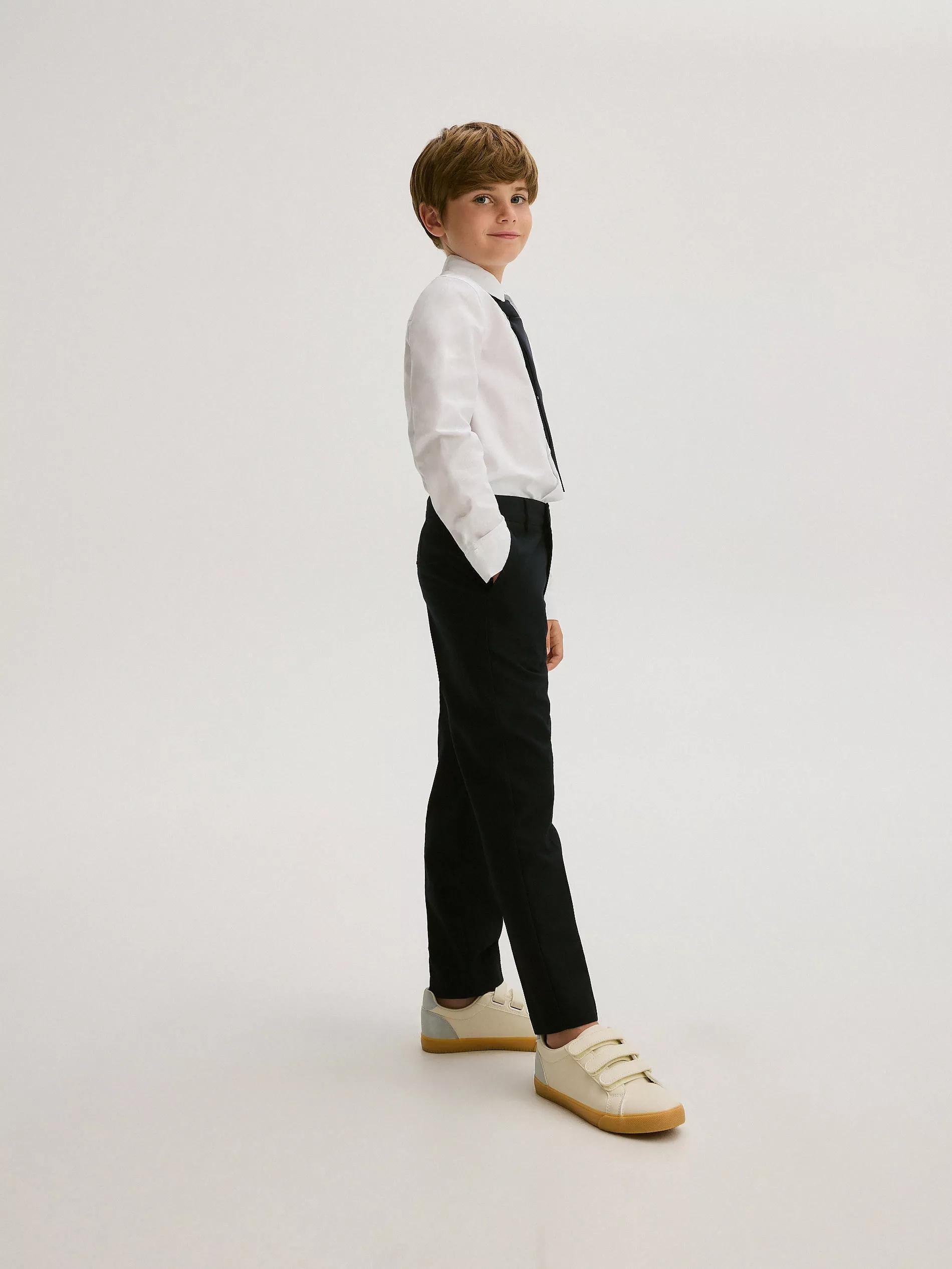 Navy Plain Trousers, Kids Boys, , large image number 4