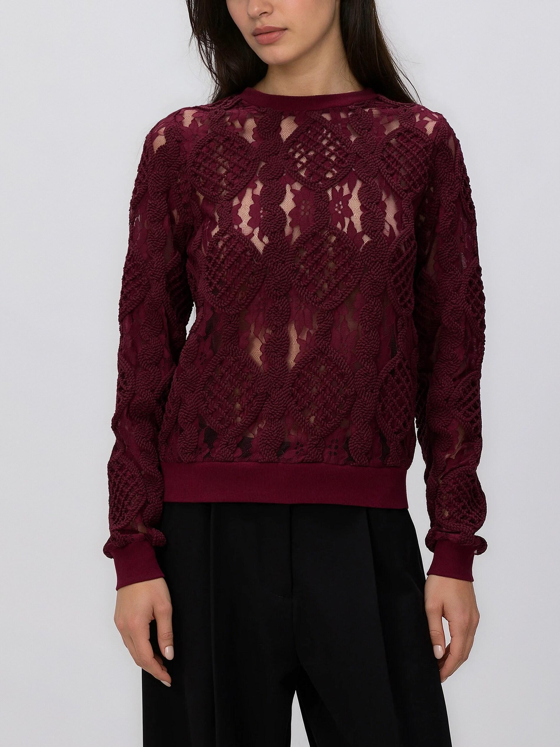 Brown Lace Blouse, Burgundy, large image number 0