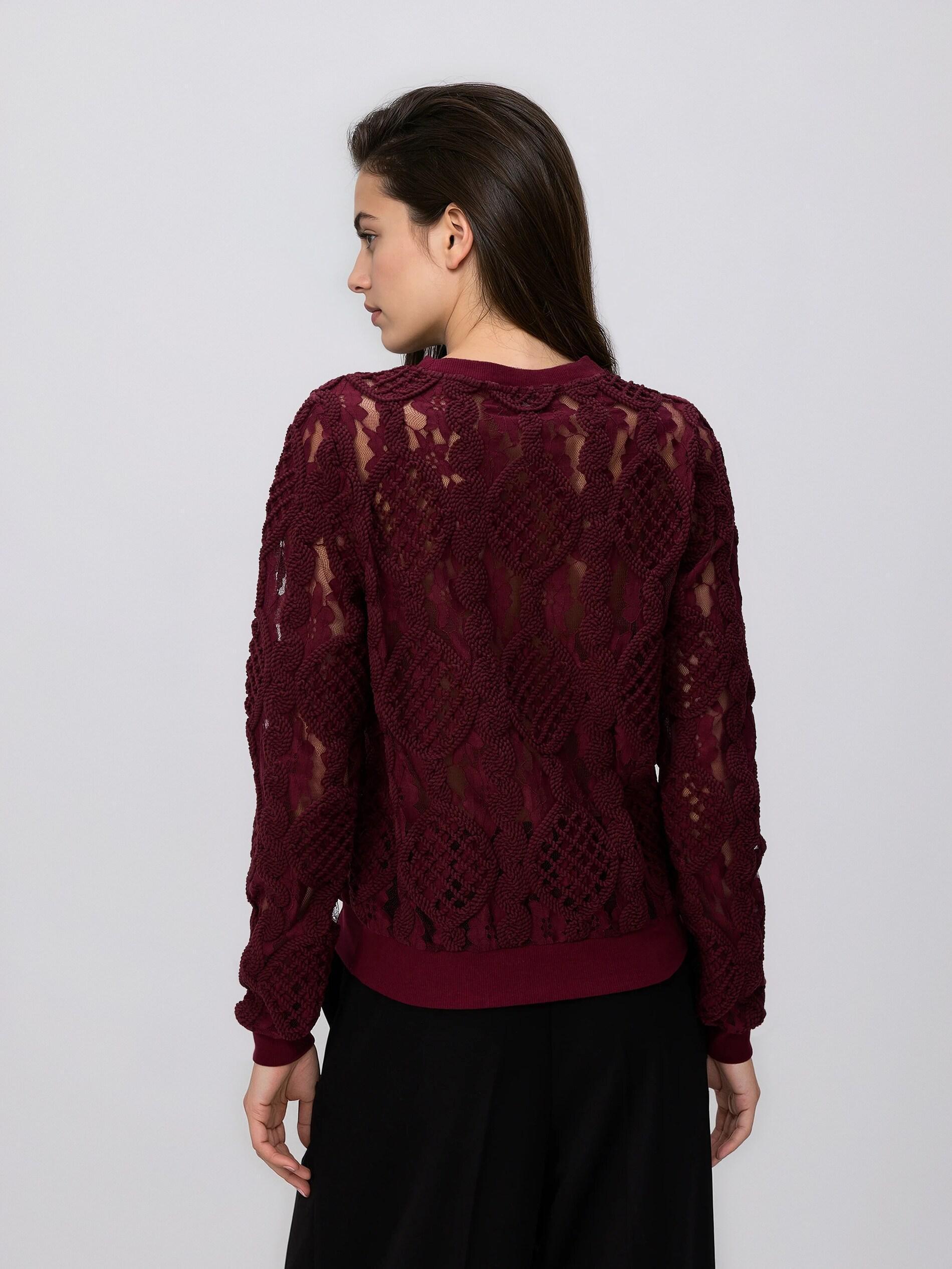 Brown Lace Blouse, Burgundy, large image number 3