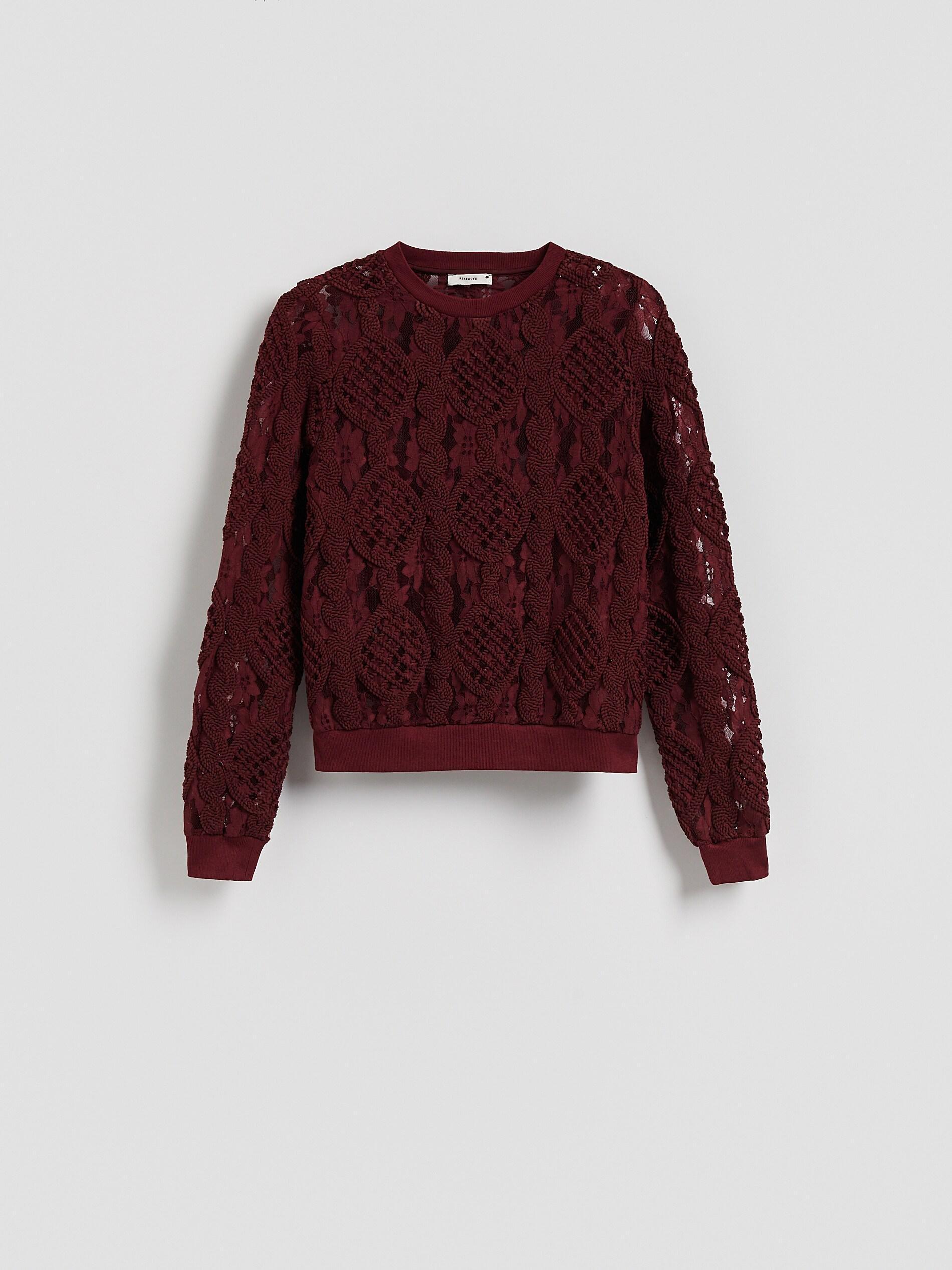 Brown Lace Blouse, Burgundy, large image number 4