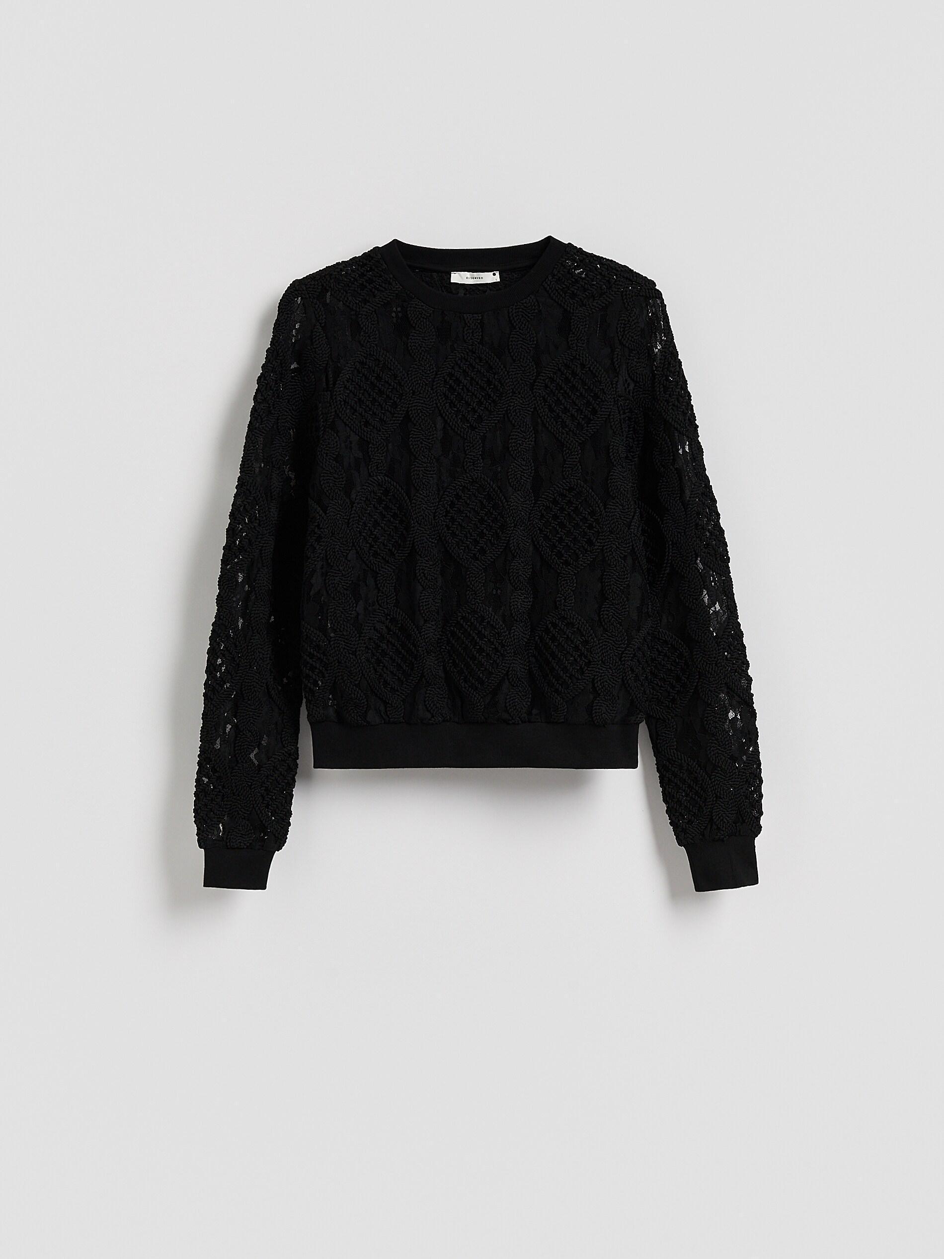 Black Lace Blouse, Black, large image number 4