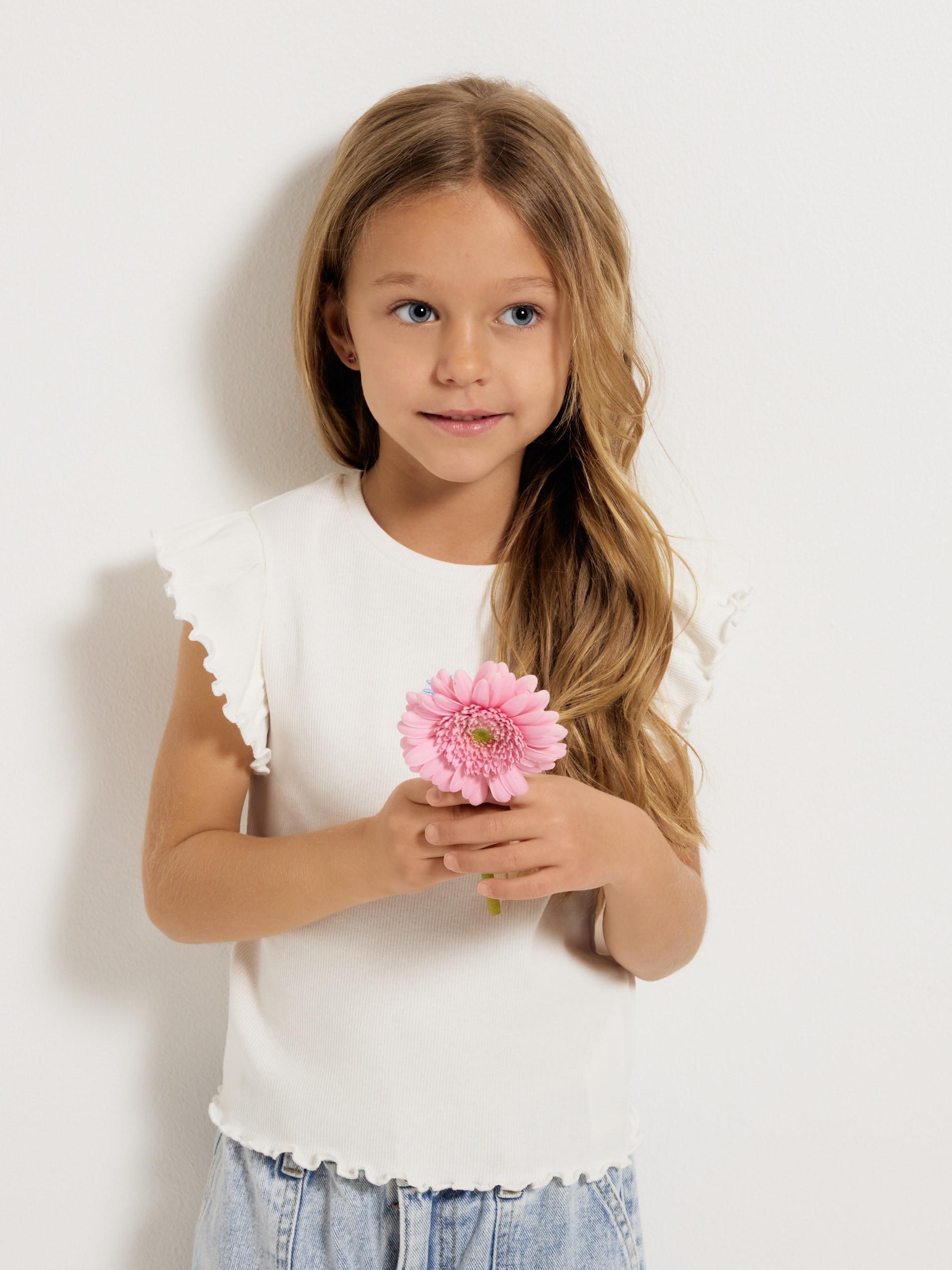 Cream Top With Frills, Ivory, large image number 0