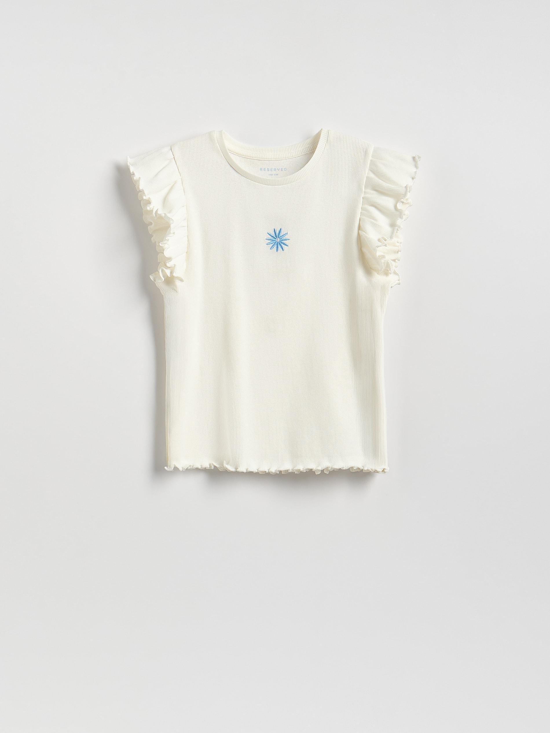 Cream Top With Frills, Ivory, large image number 3