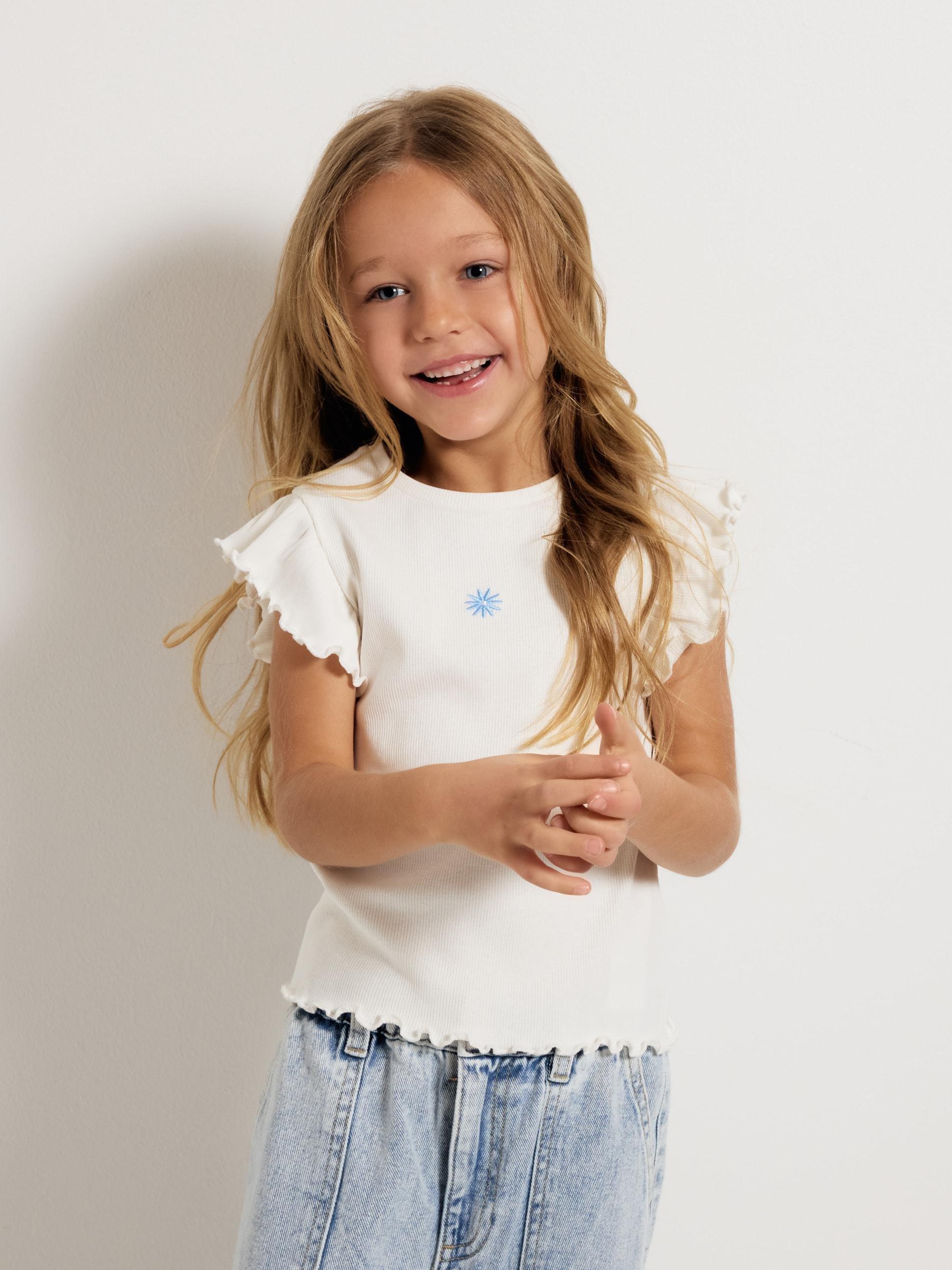 Cream Top With Frills, Ivory, large image number 5
