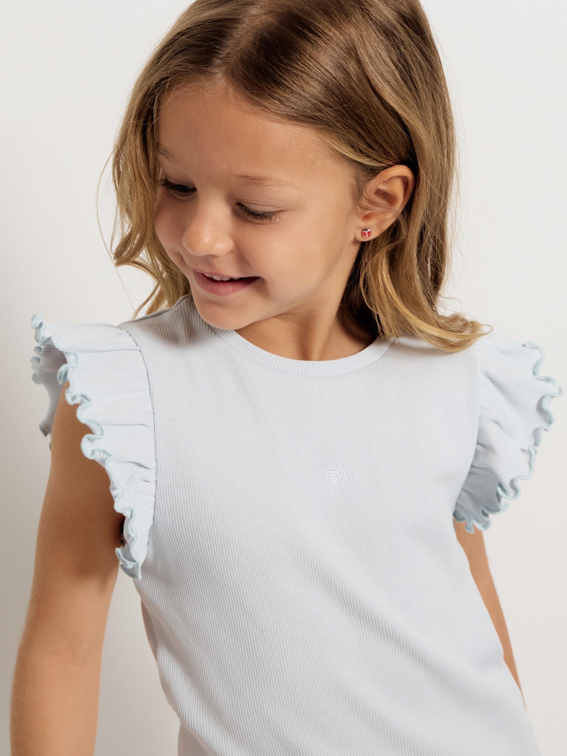 Blue Top With Frills, Blue, large image number 0