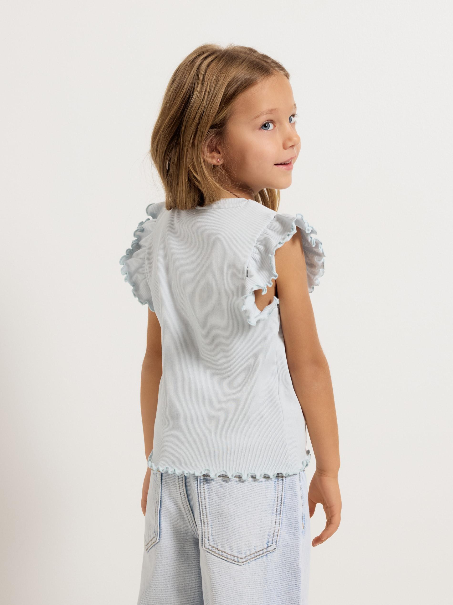 Blue Top With Frills, Blue, large image number 1