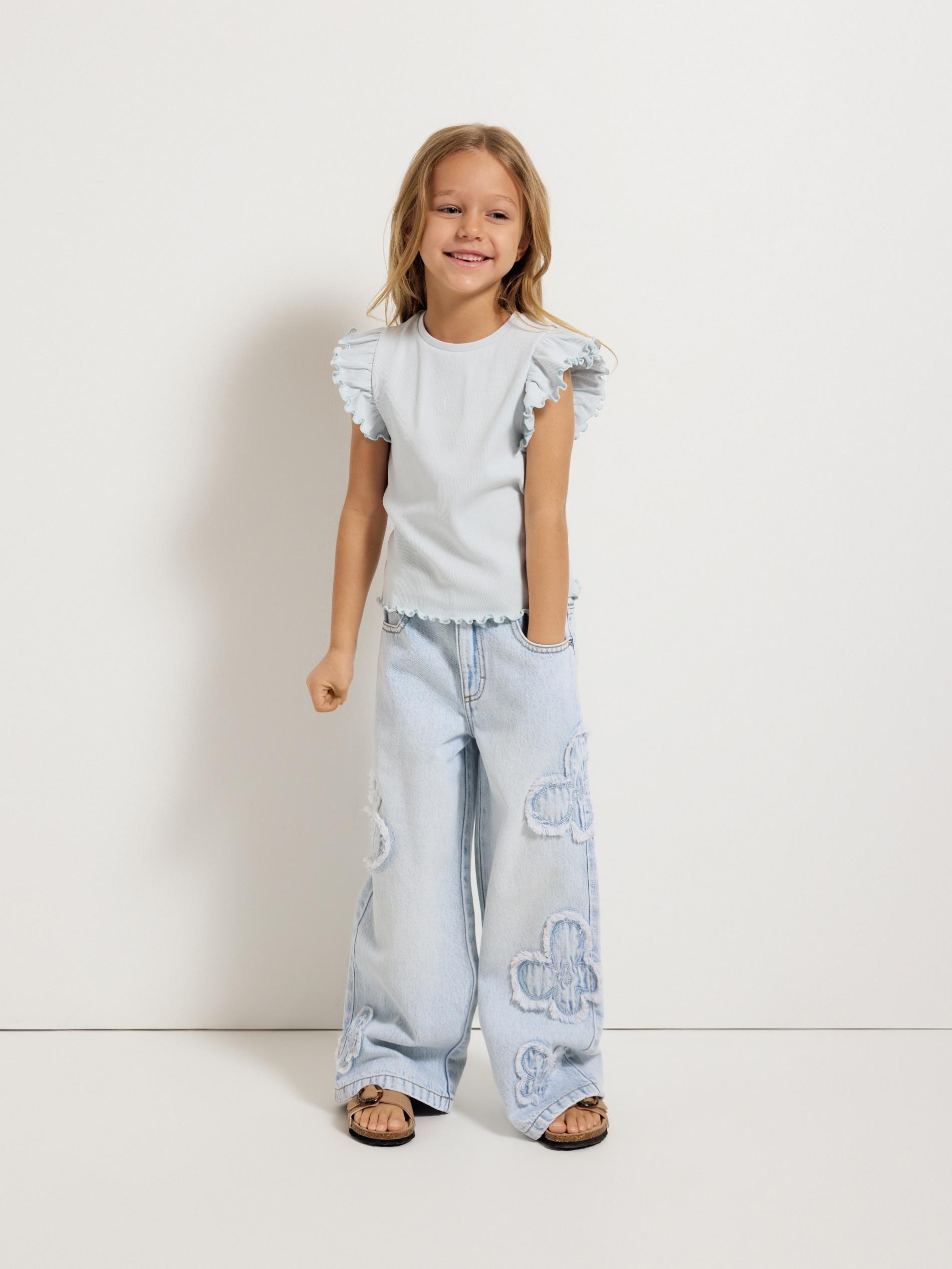 Blue Top With Frills, Blue, large image number 3