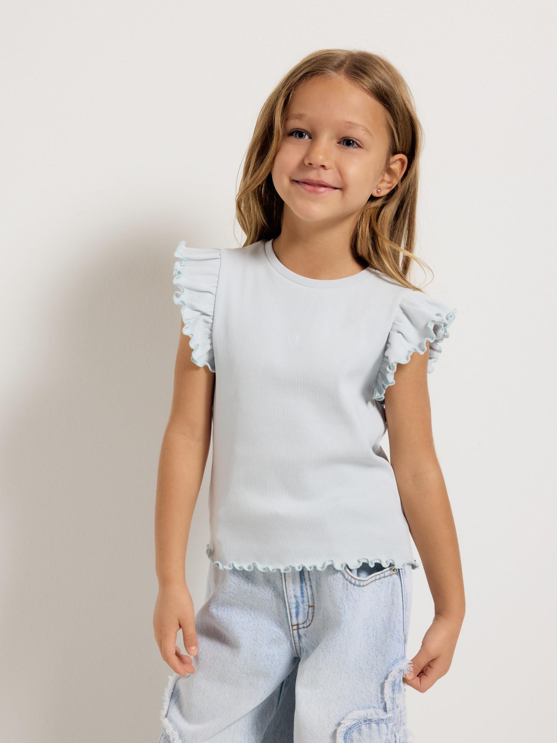 Blue Top With Frills, Blue, large image number 4