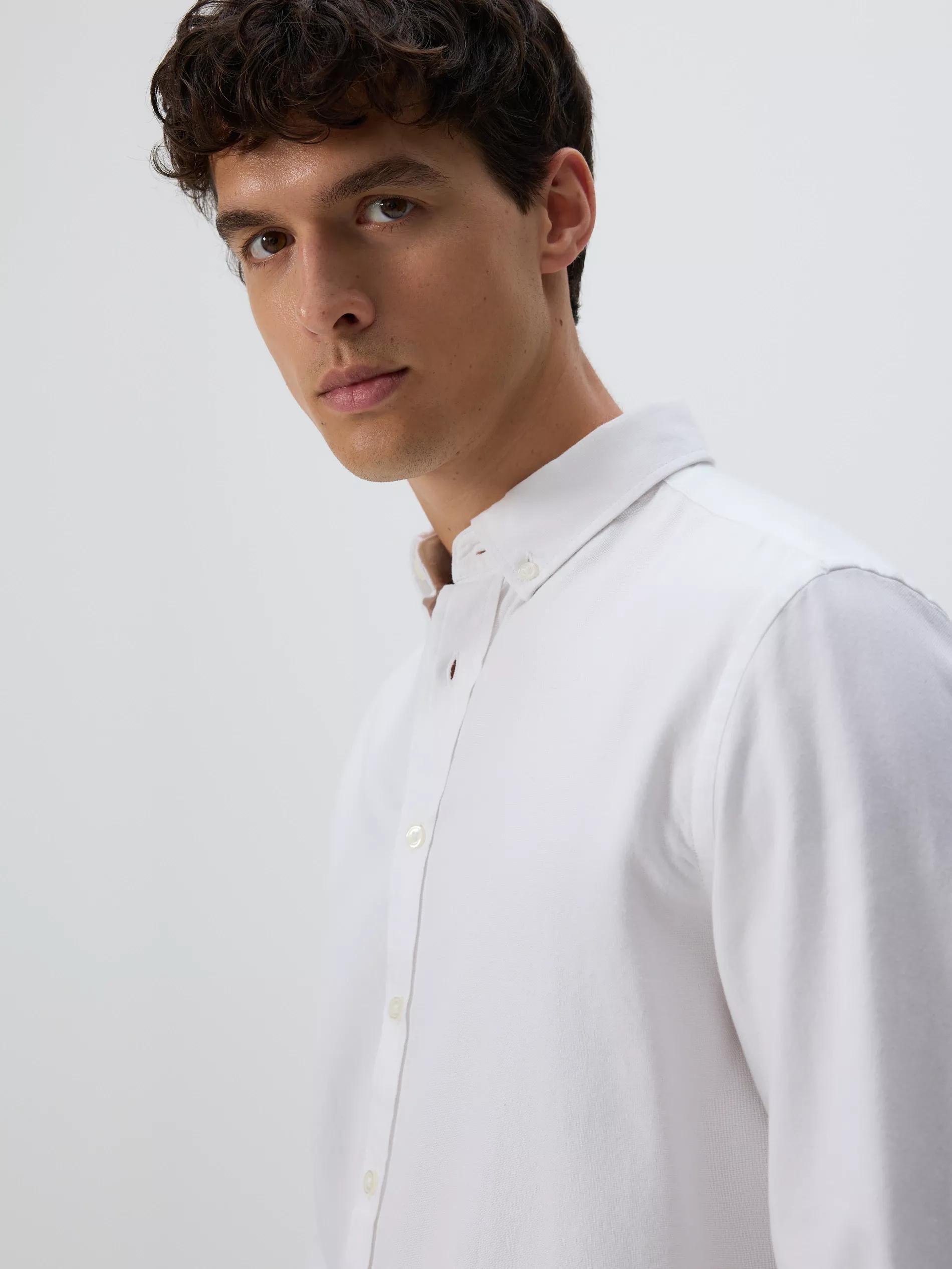 White Slim Fit Cotton Rich Shirt, White, medium