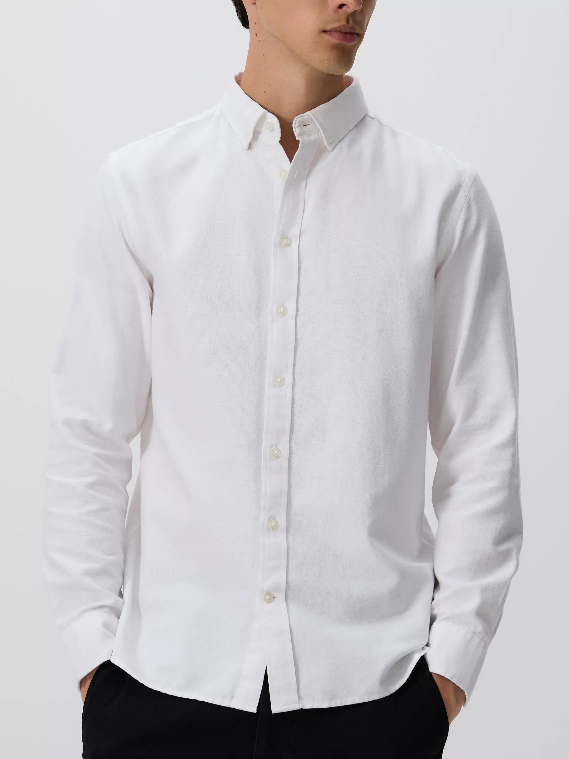 White Slim Fit Cotton Rich Shirt, White, medium