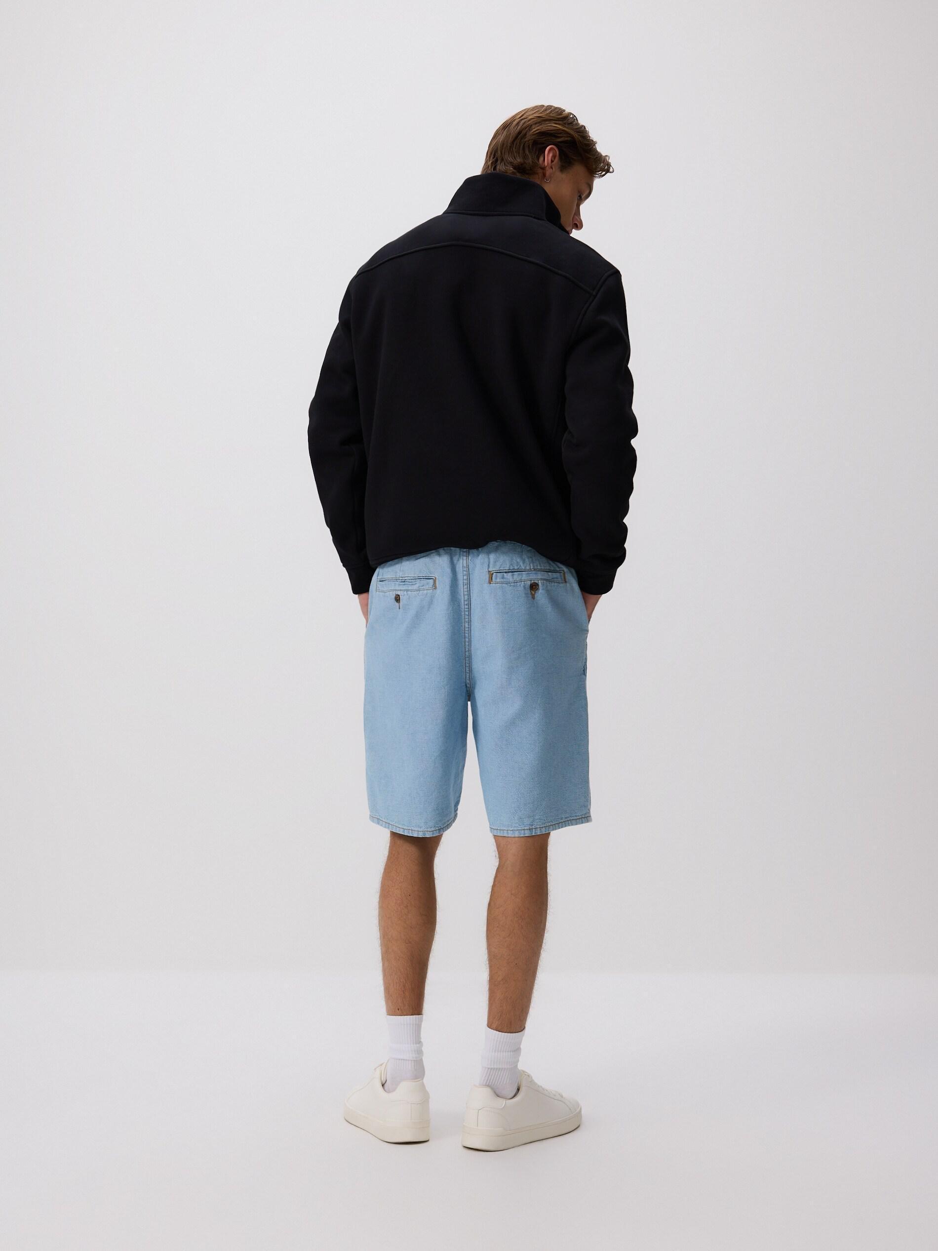 Blue Straight Denim Shorts, Blue, large image number 3