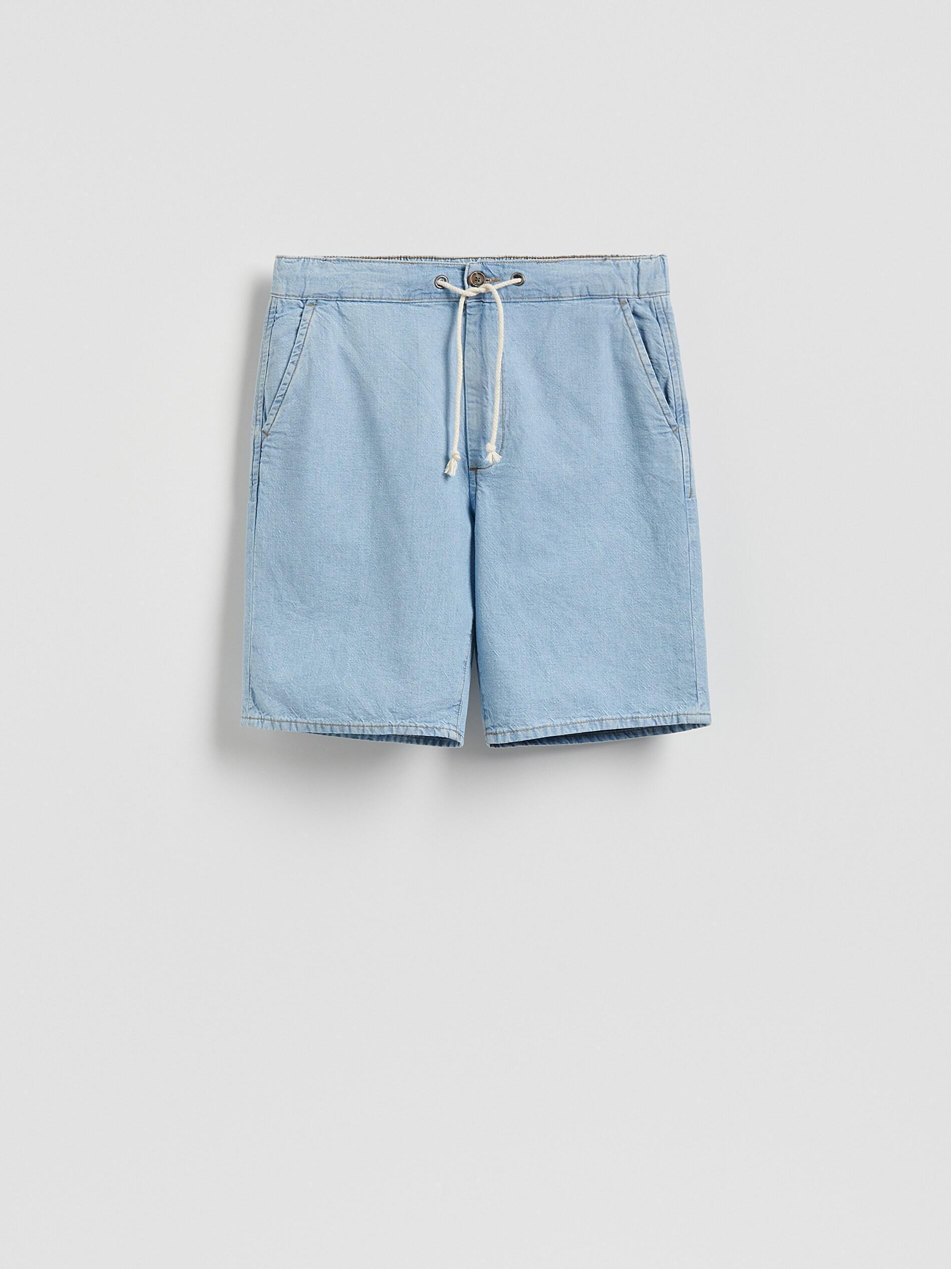 Blue Straight Denim Shorts, Blue, large image number 4