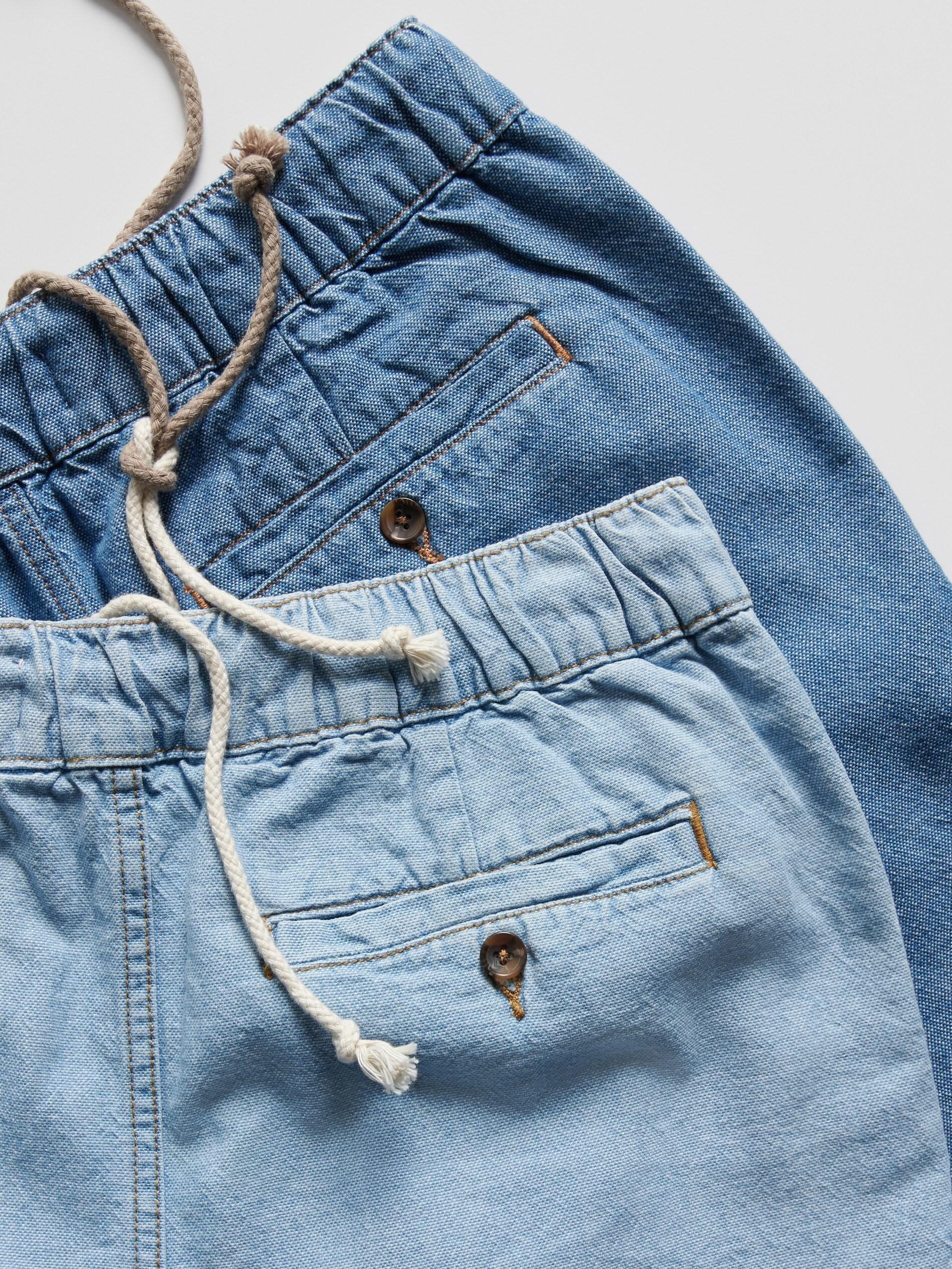 Blue Straight Denim Shorts, Blue, large image number 5