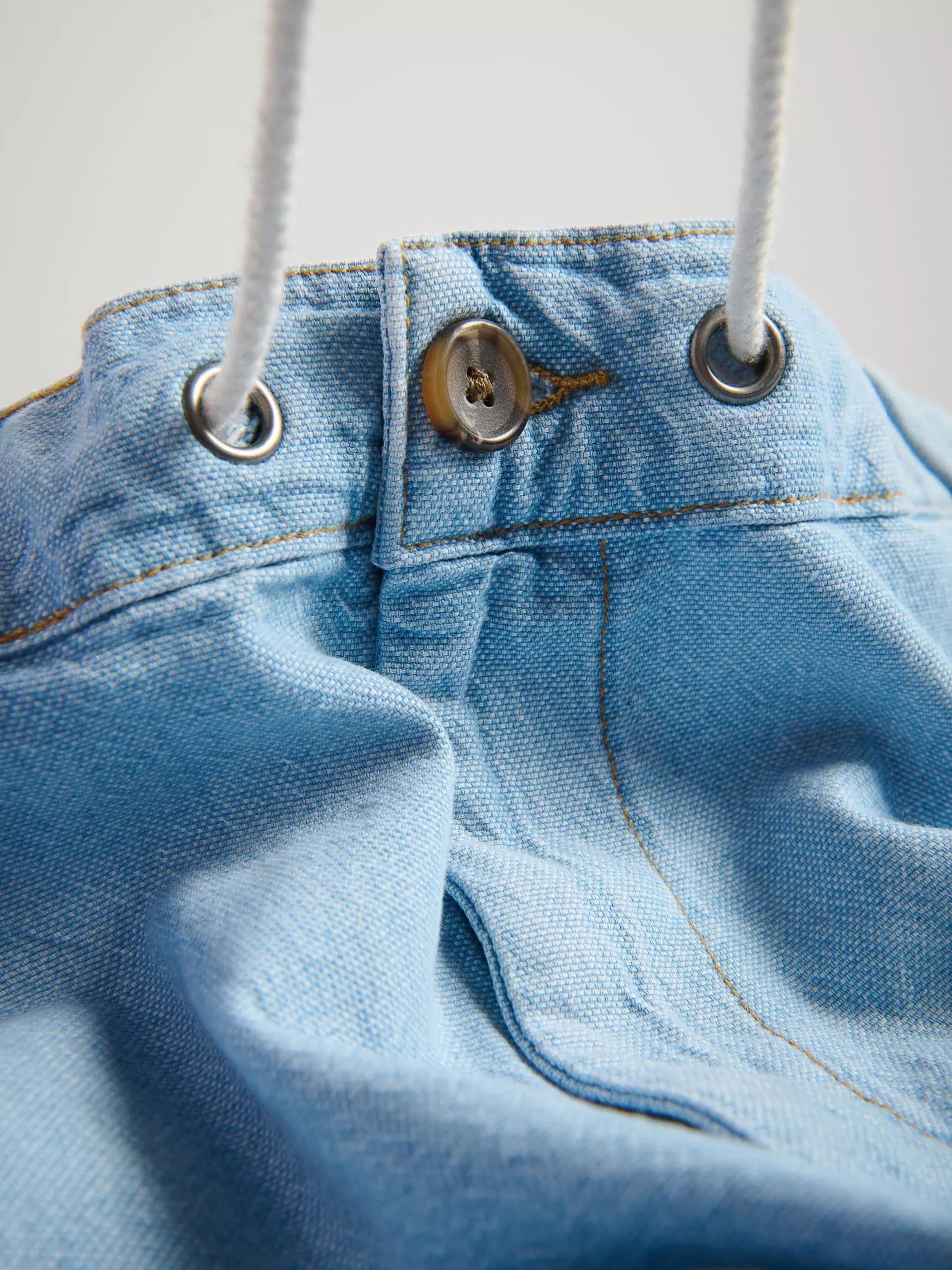 BLUE Straight denim shorts, Blue, large image number 4