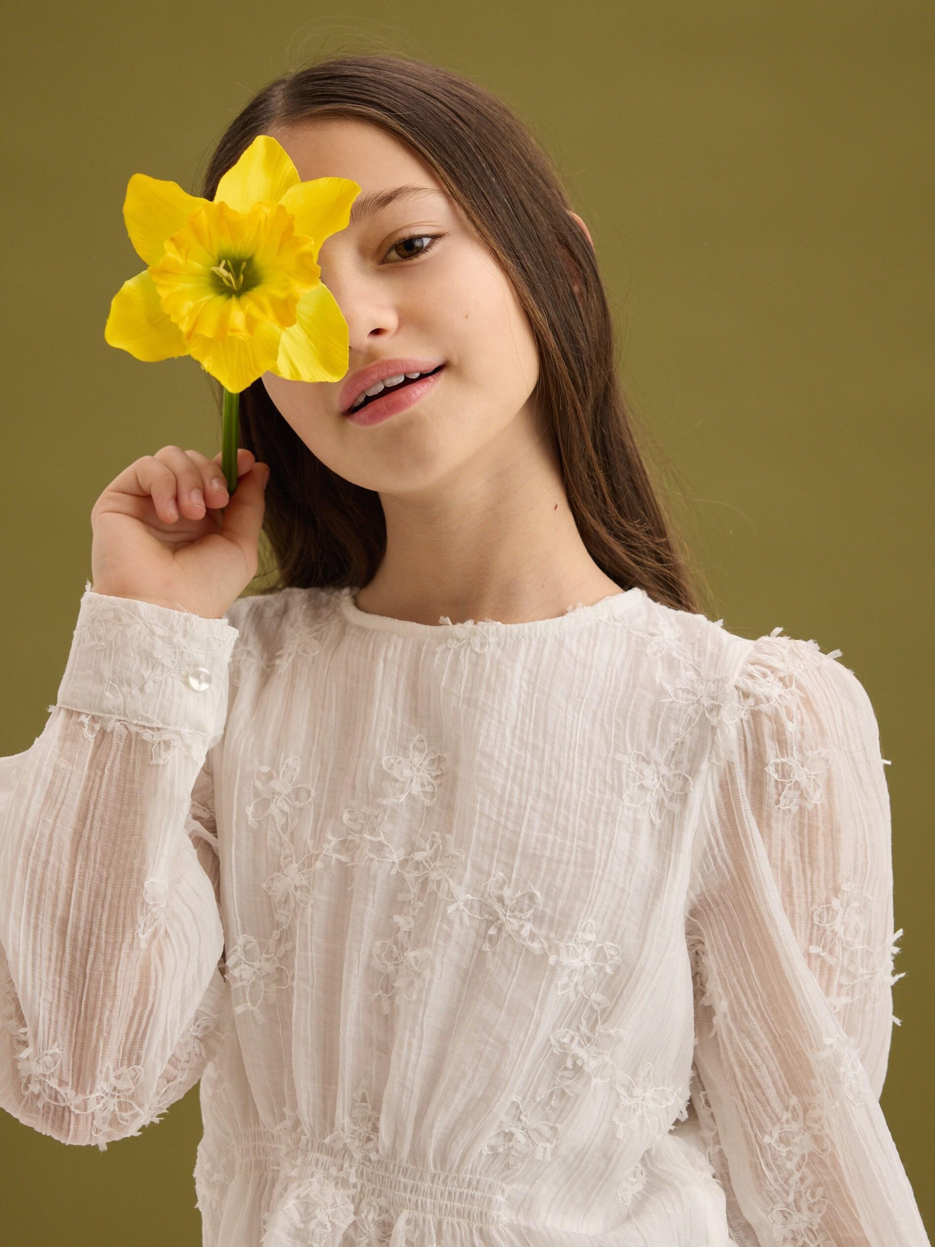 Cream Embroidered Blouse, Ivory, medium