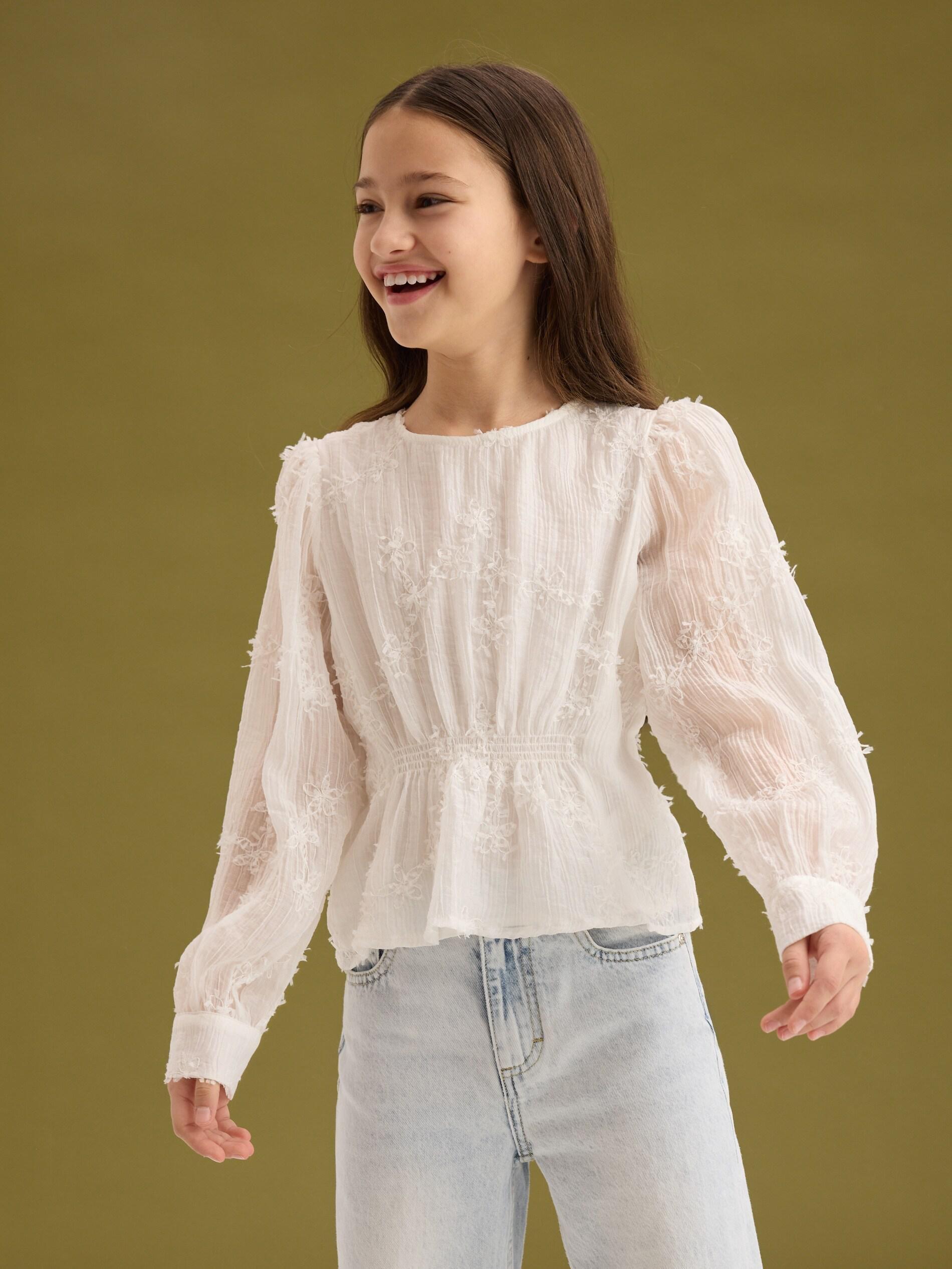 Cream Embroidered Blouse, , large image number 3