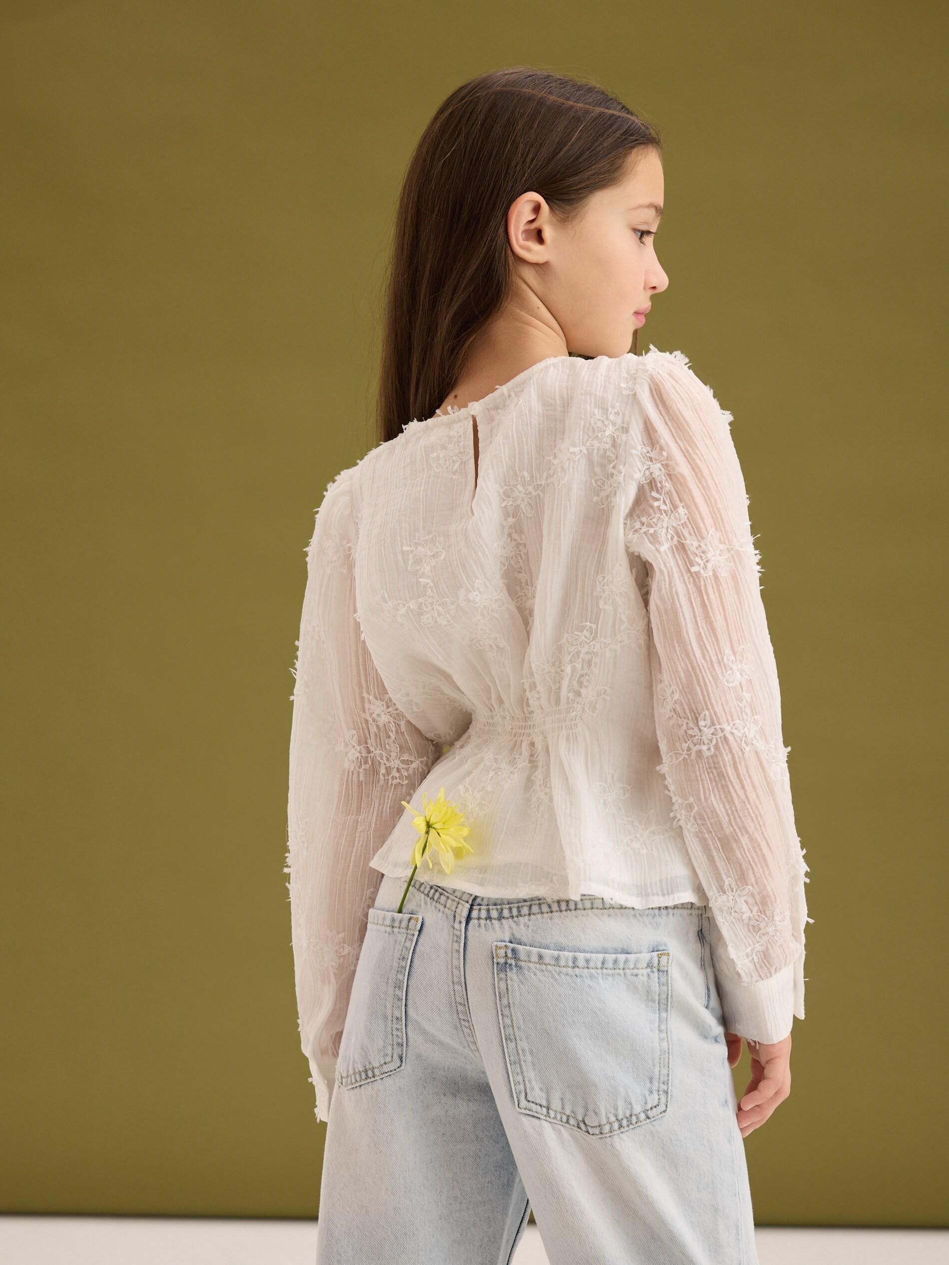 Cream Embroidered Blouse, , large image number 5
