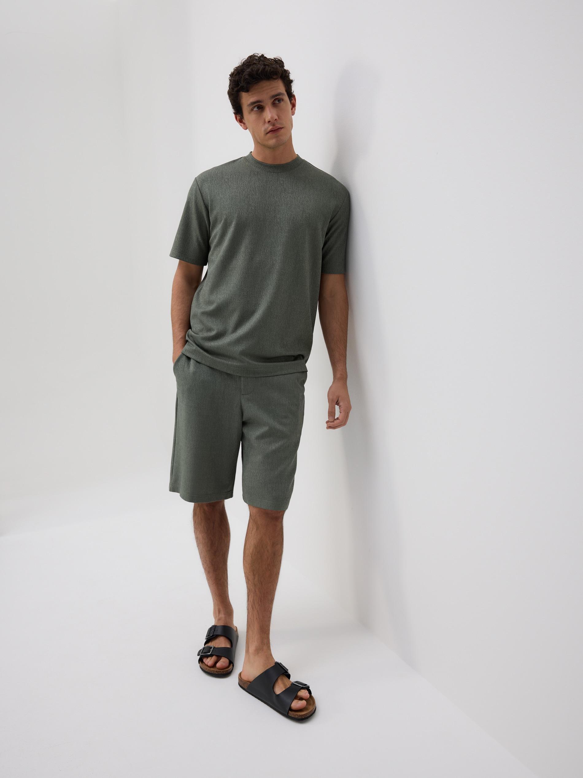 Green Comfort Fit Structural Fabric T-Shirt, Green, large image number 0