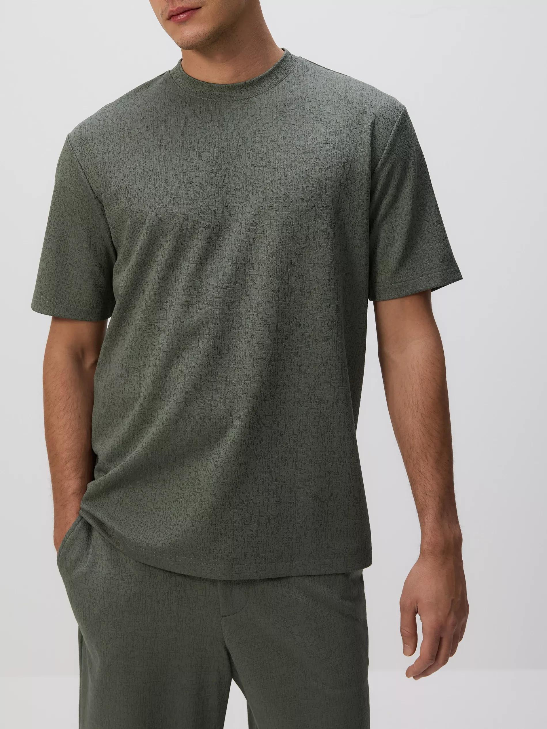 Green Comfort Fit Structural Fabric T-Shirt, Green, large image number 1