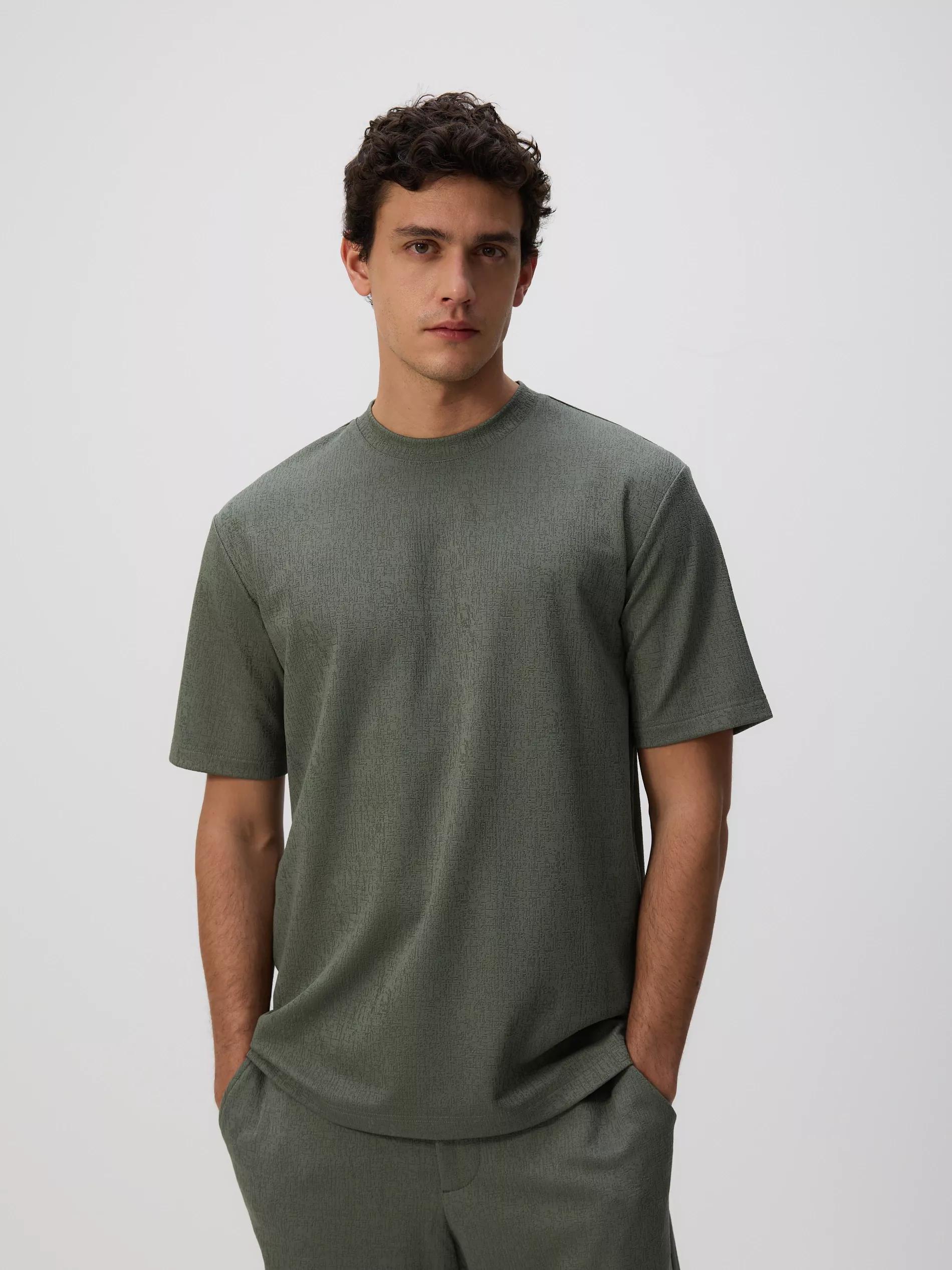 Green Comfort Fit Structural Fabric T-Shirt, Green, large image number 2