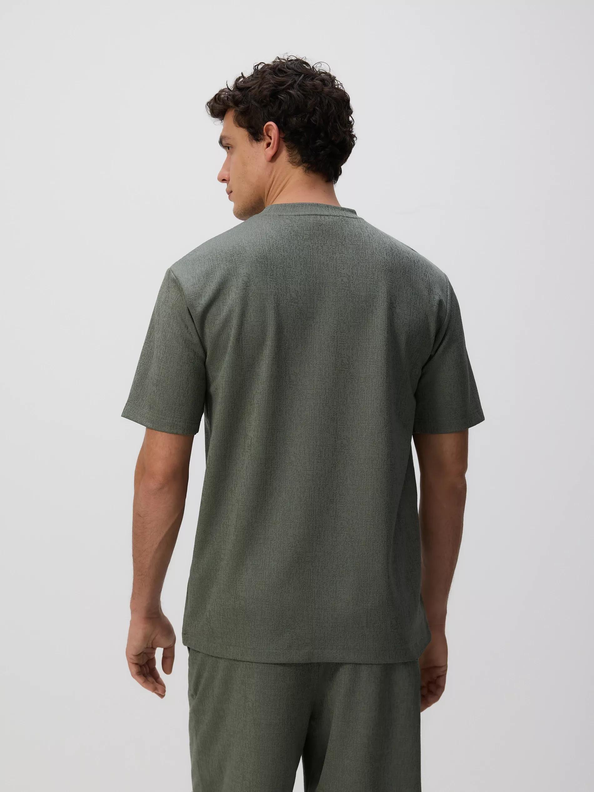 Green Comfort Fit Structural Fabric T-Shirt, Green, large image number 3