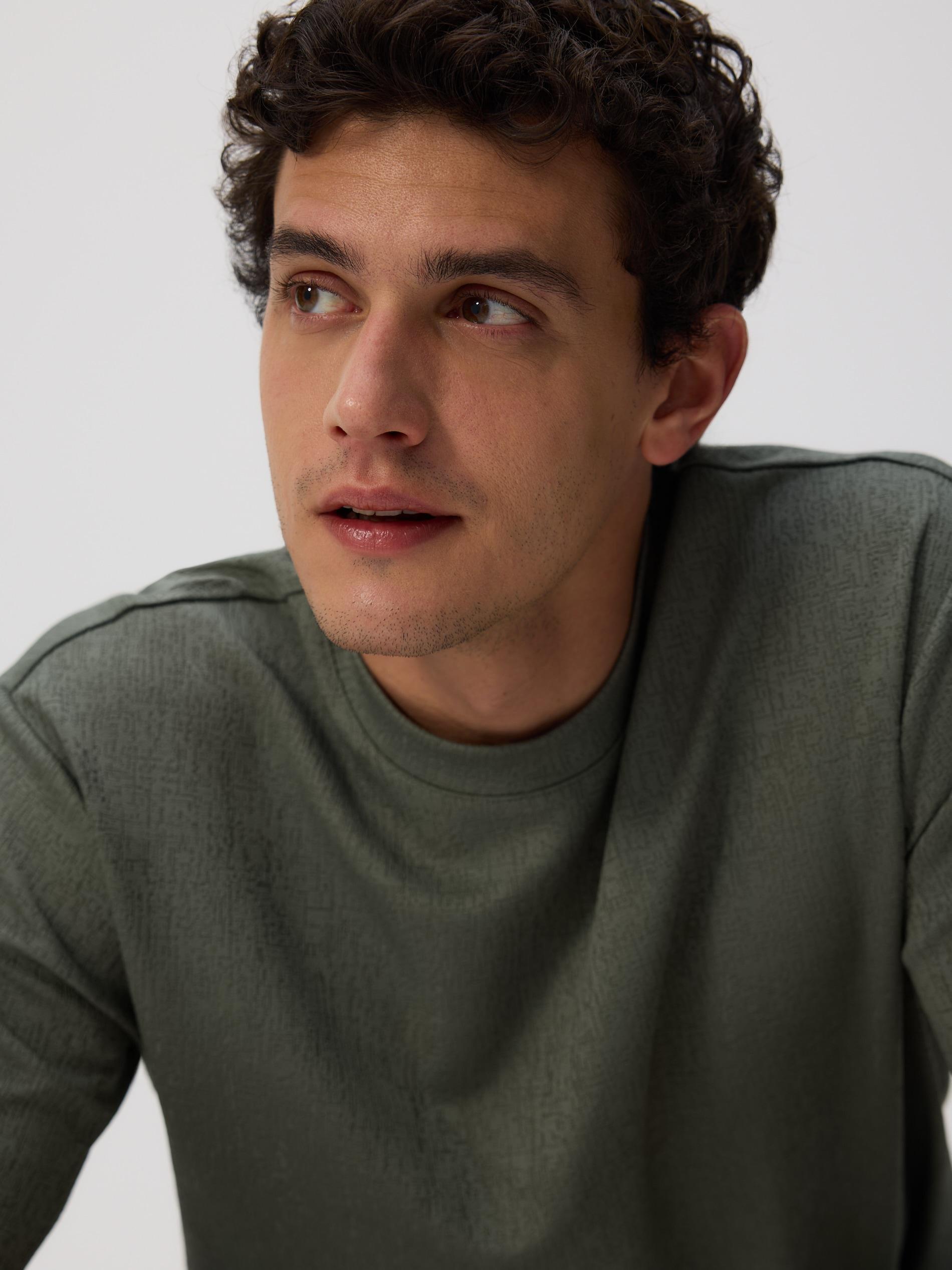 Green Comfort Fit Structural Fabric T-Shirt, Green, large image number 4