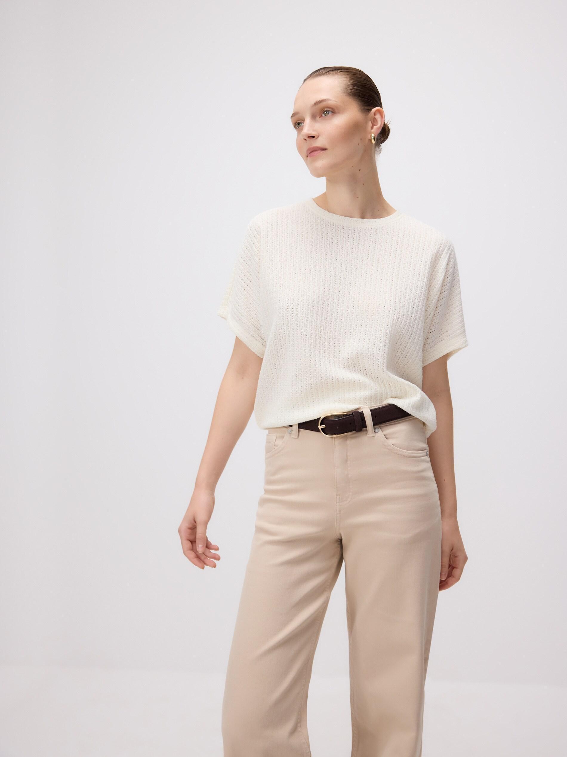 CREAM Textured kimono t-shirt, Ivory, medium