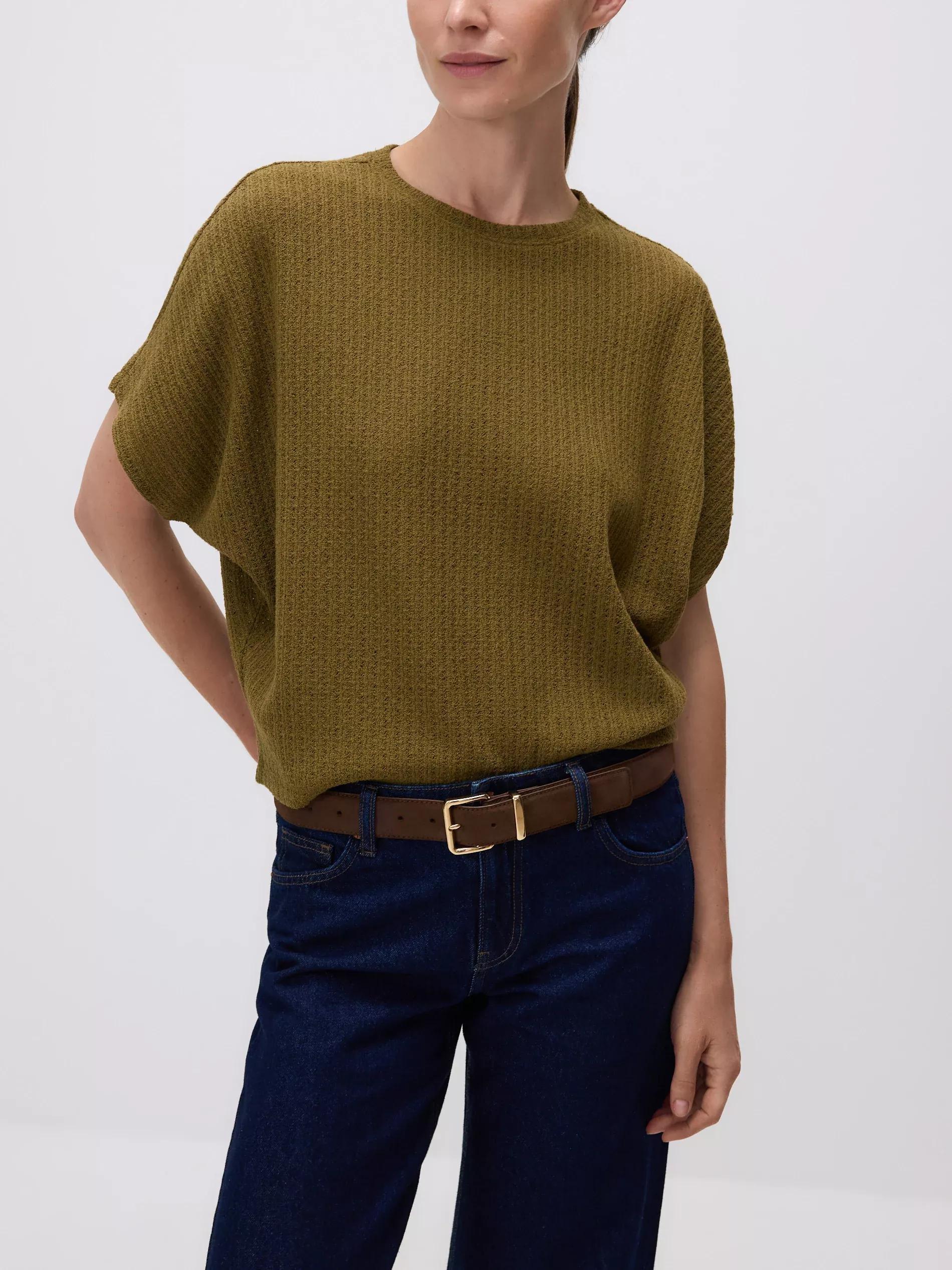 BROWNISH GREEN LADIES` BLOUSE, Khaki, large image number 1