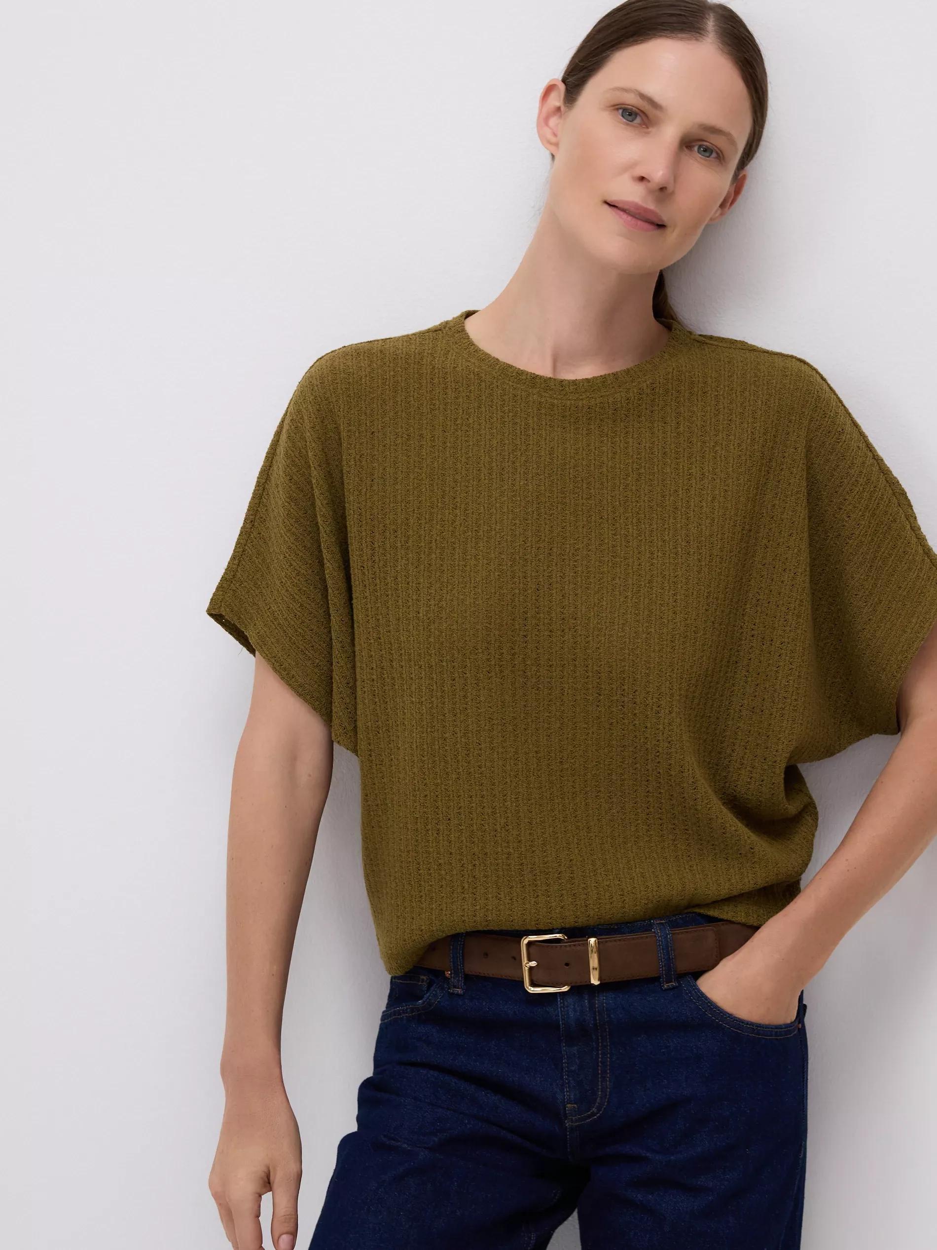 BROWNISH GREEN LADIES` BLOUSE, Khaki, large image number 3