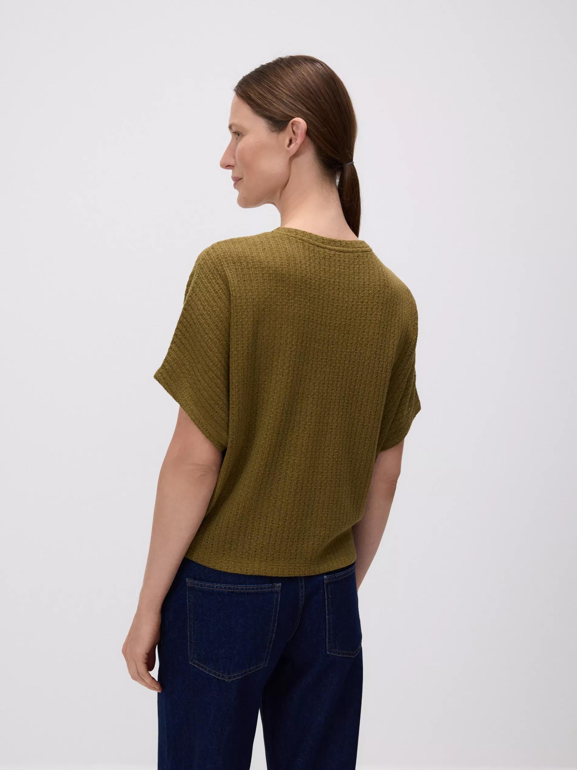 BROWNISH GREEN LADIES` BLOUSE, Khaki, large image number 4