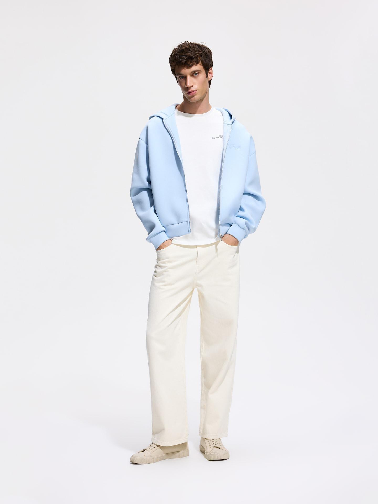 Blue Sweatshirt With Back Embroidery, Blue, medium