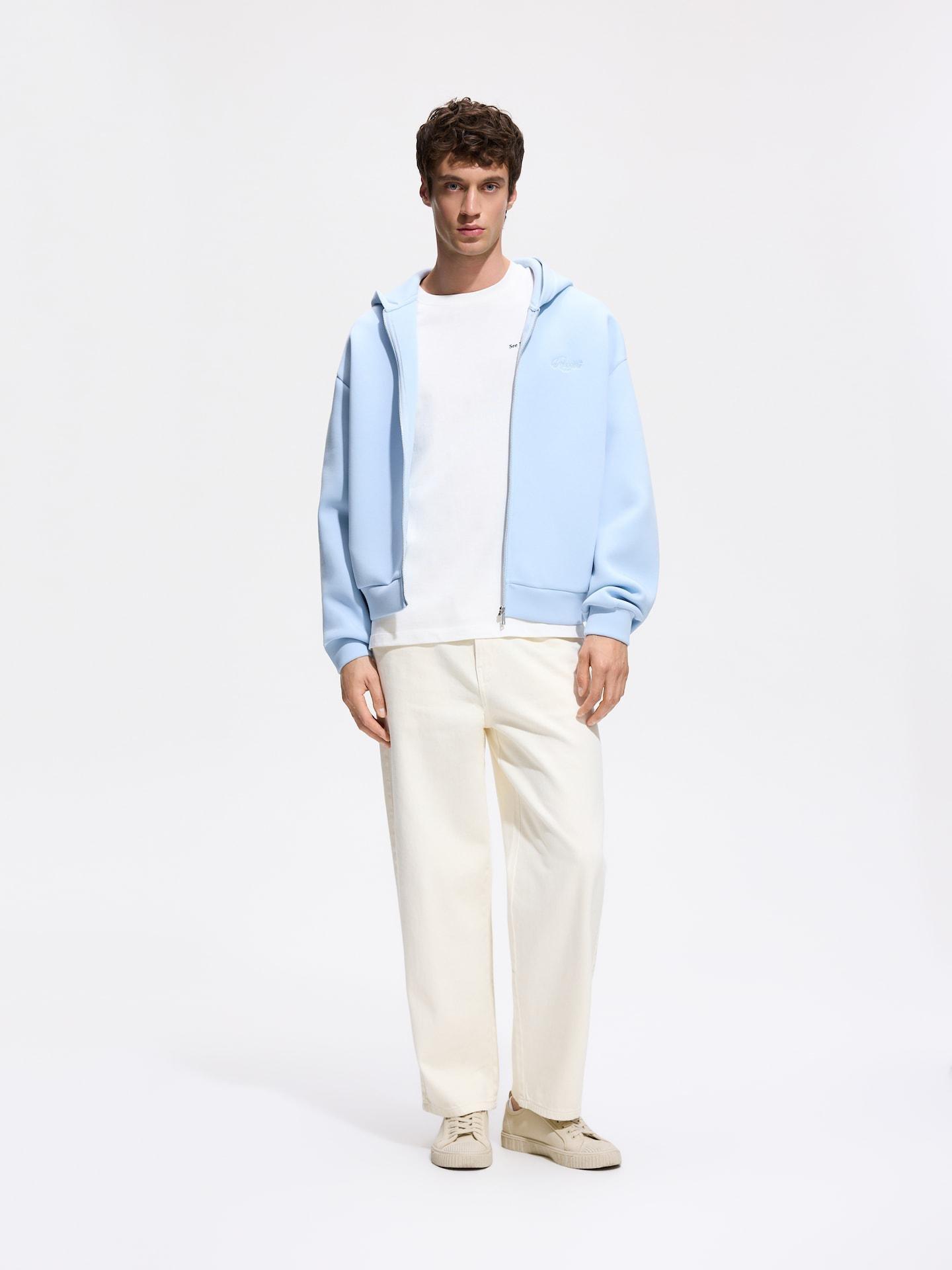 Blue Sweatshirt With Back Embroidery, Blue, large image number 4