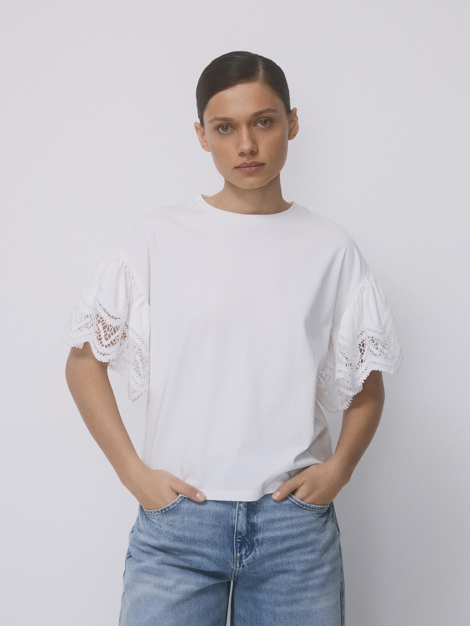 White Blouse With Decorative Sleeves, White, large image number 2