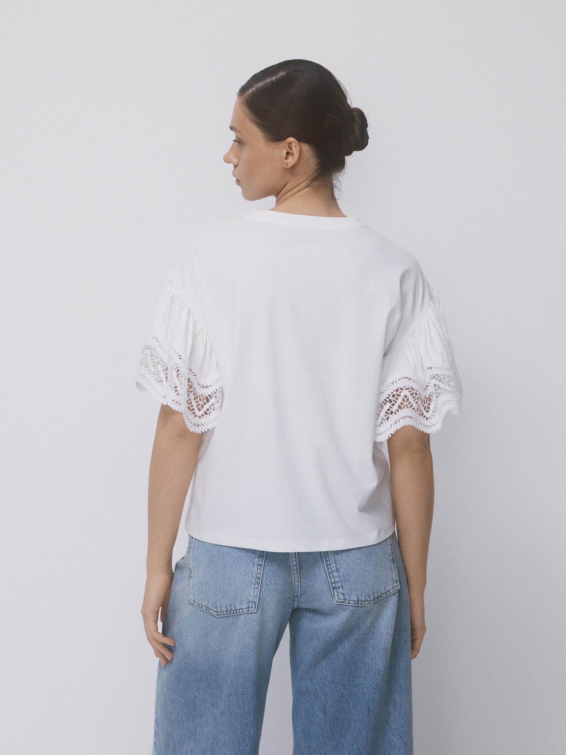 White Blouse With Decorative Sleeves, White, large image number 3