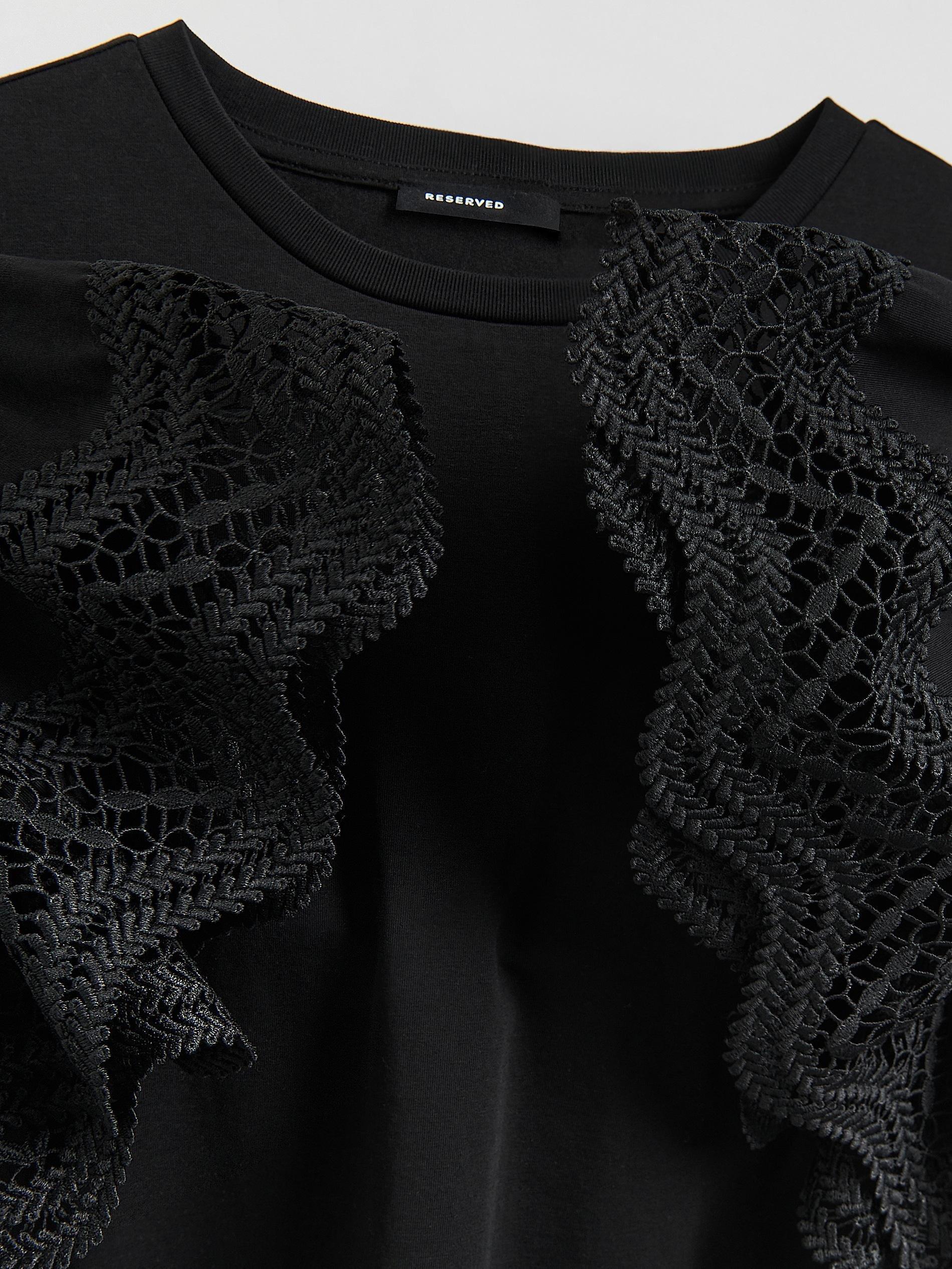 Black Blouse With Decorative Sleeves, Black, large image number 1