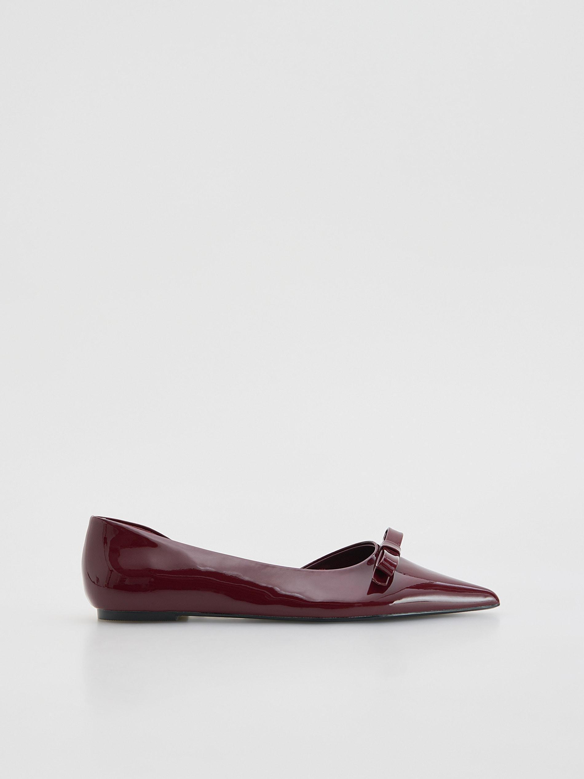 Maroon Ballerinas With Bow Detail, Burgundy, large image number 0