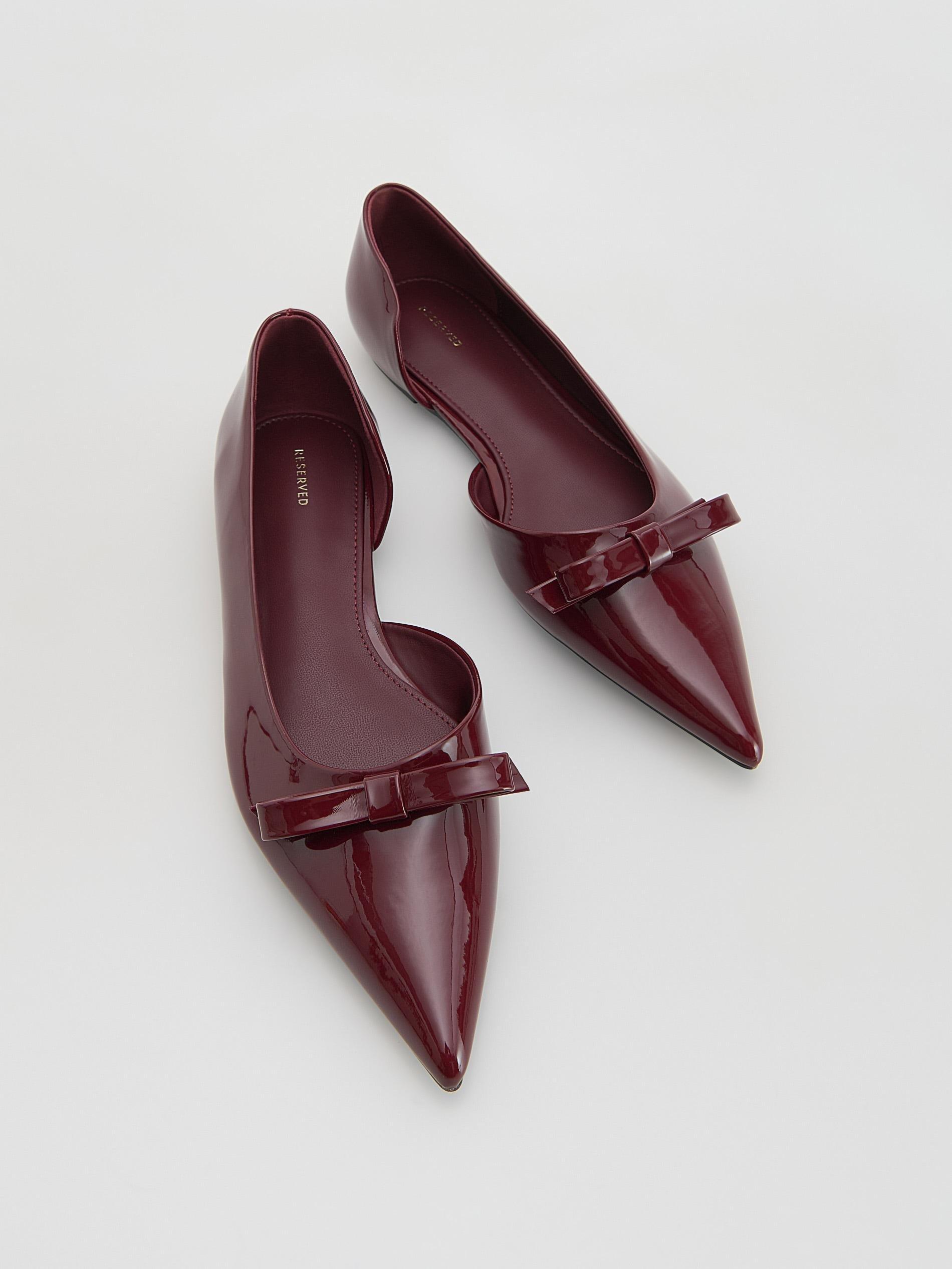 Maroon Ballerinas With Bow Detail, Burgundy, large image number 1