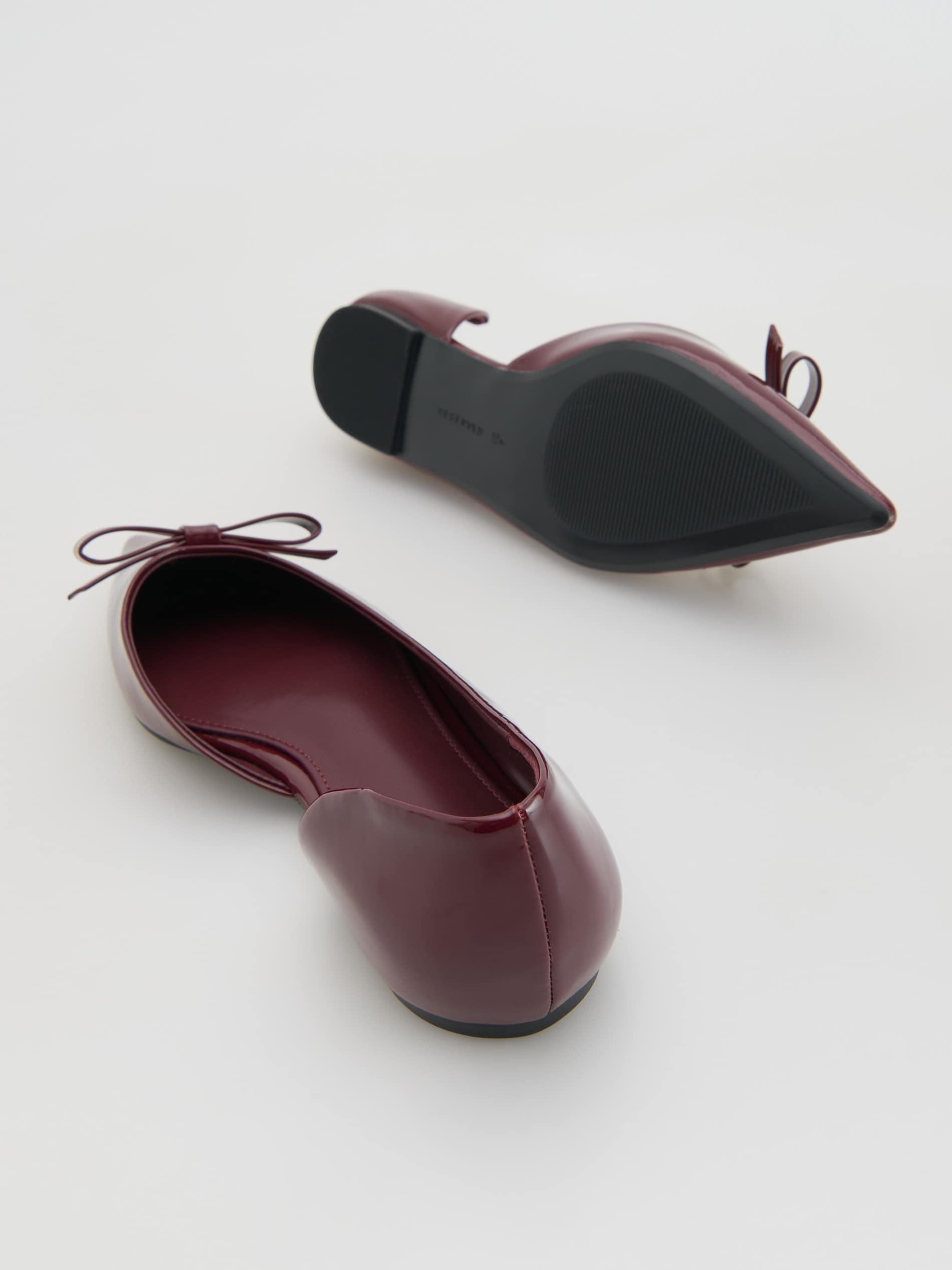 Maroon Ballerinas With Bow Detail, Burgundy, large image number 2