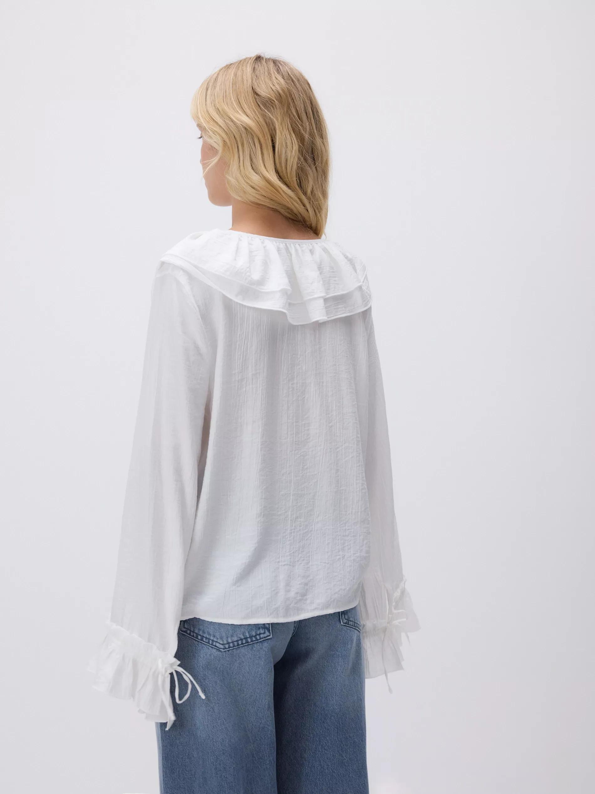 WHITE Ruffle blouse, White, large image number 4