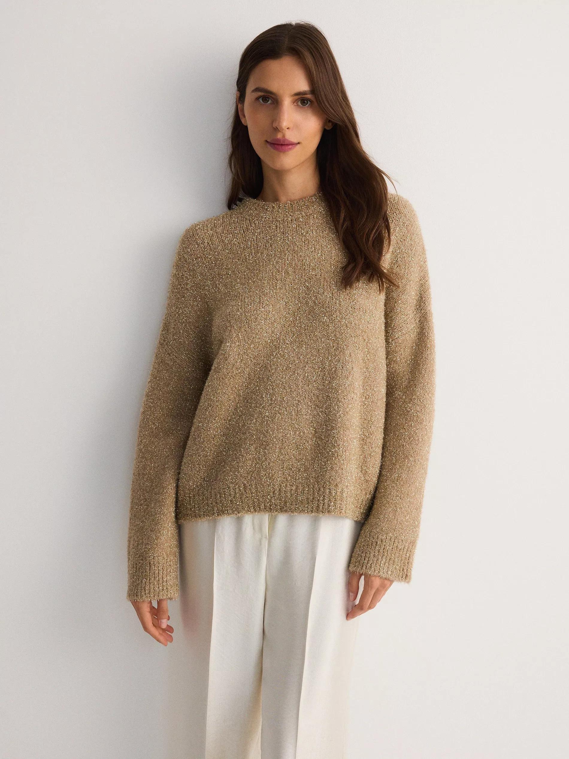 Gold Sweater With Metallic Thread, , large image number 0