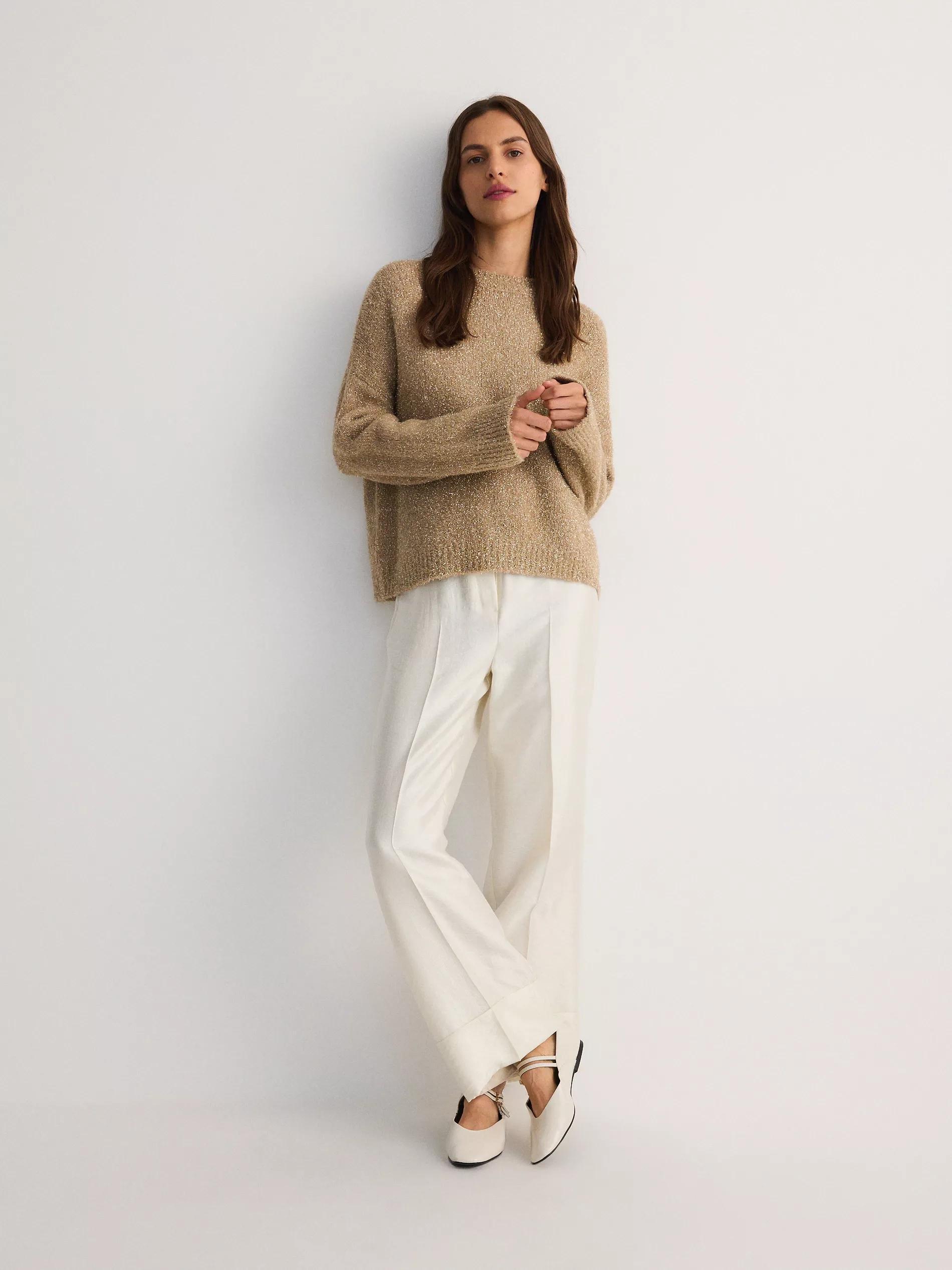 Gold Sweater With Metallic Thread, , large image number 1
