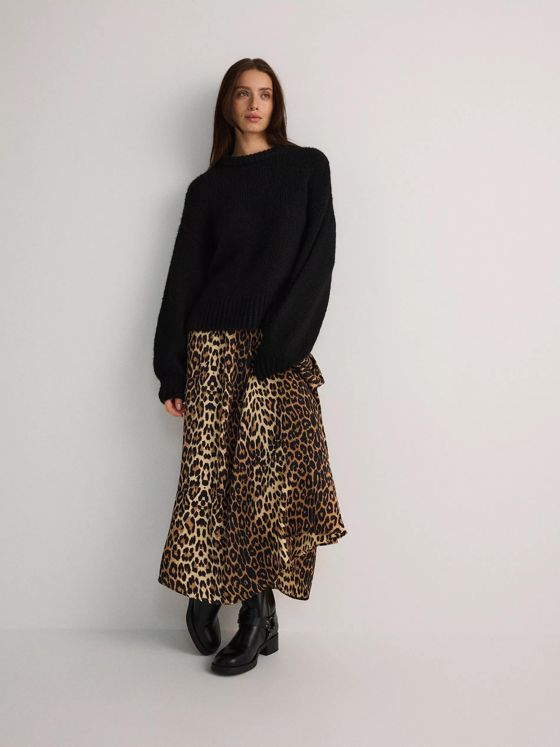 Beige Animal Pattern Maxi Skirt, , large image number 0