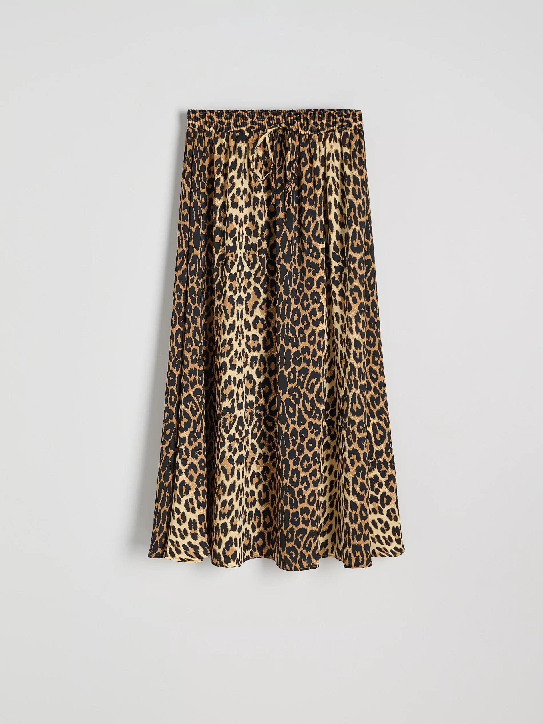 Beige Animal Pattern Maxi Skirt, , large image number 3
